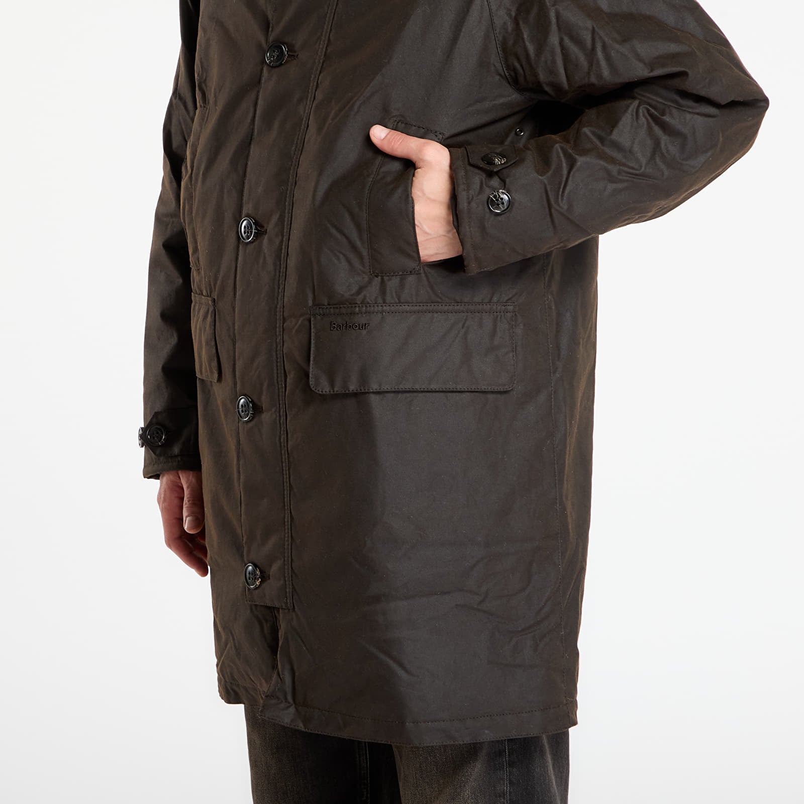 Joped Barbour Beaudale Wax Trench Coat Dark Brown