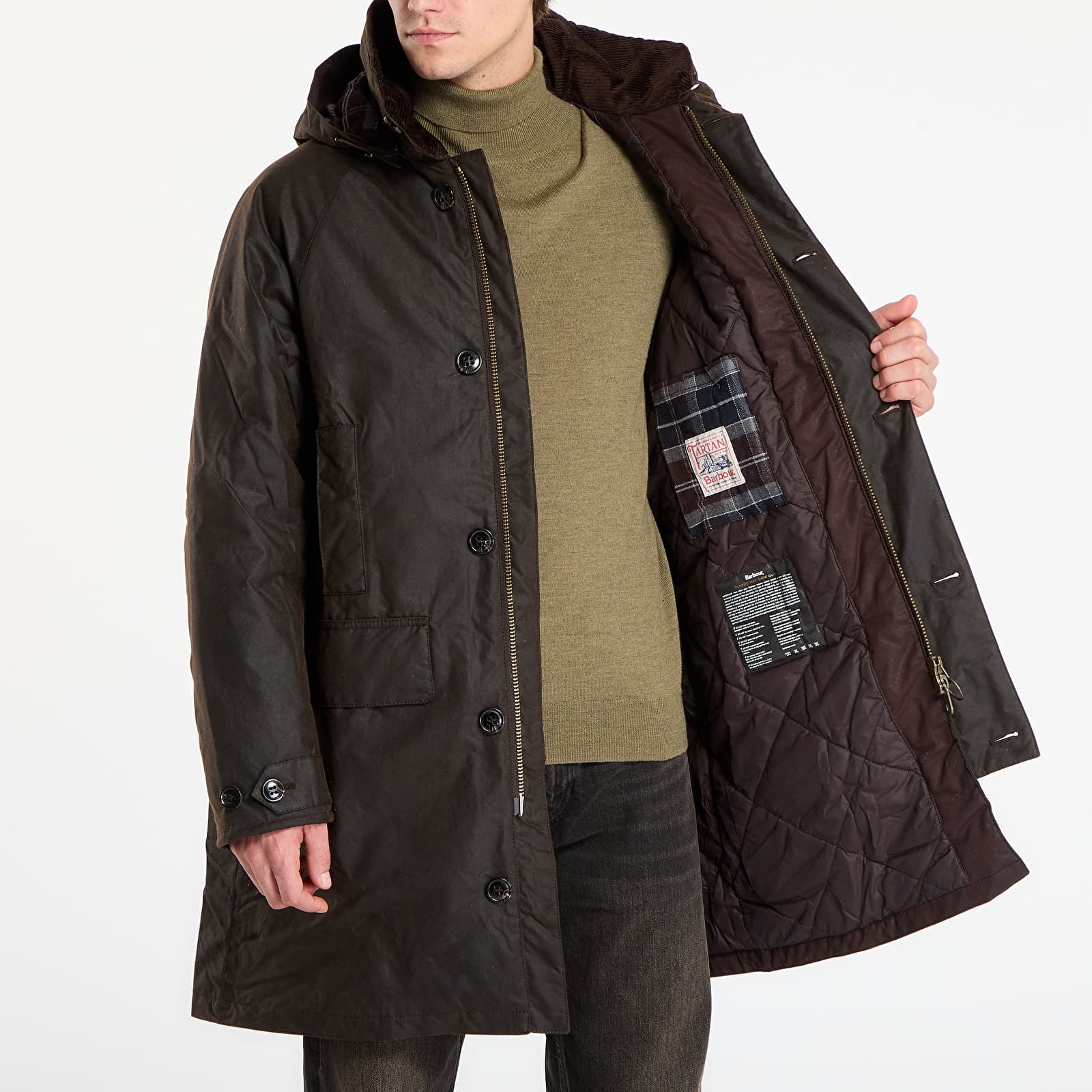 Joped Barbour Beaudale Wax Trench Coat Dark Brown