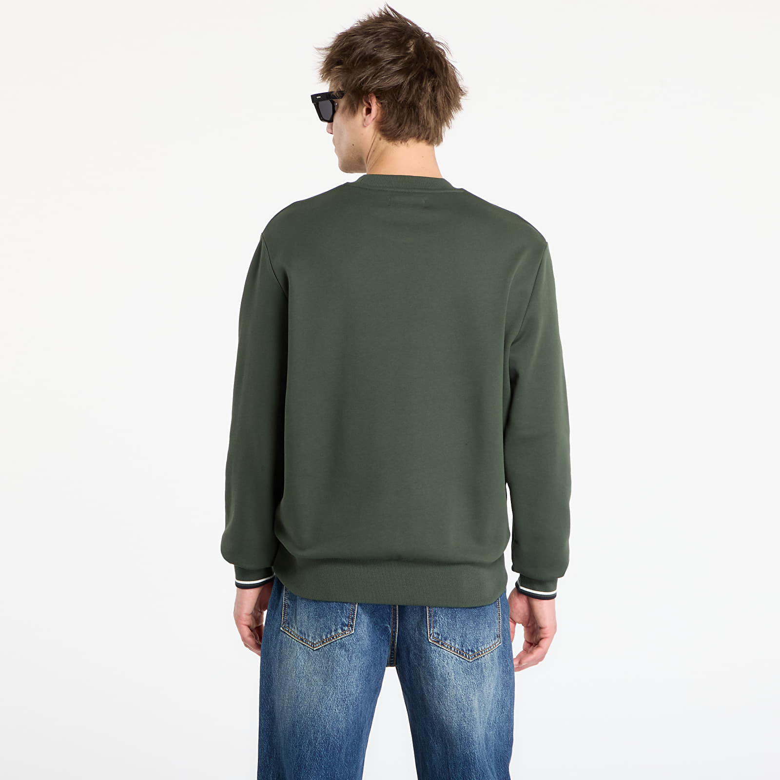 Vīriešu džemperi FRED PERRY Crew Neck Sweatshirt Court Green/ Snow White/ Navy