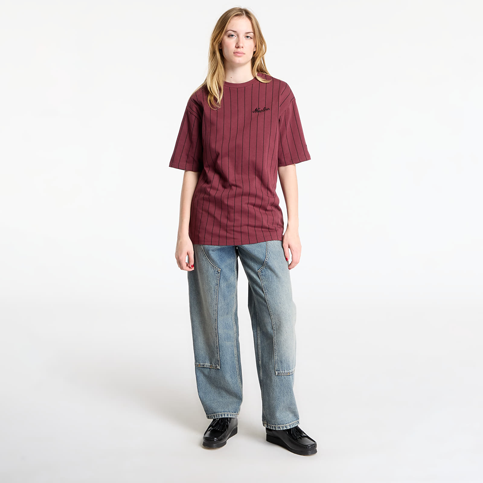 Men's T-shirts New Era Pinstripe Os Tee UNISEX Frosted Burgundy