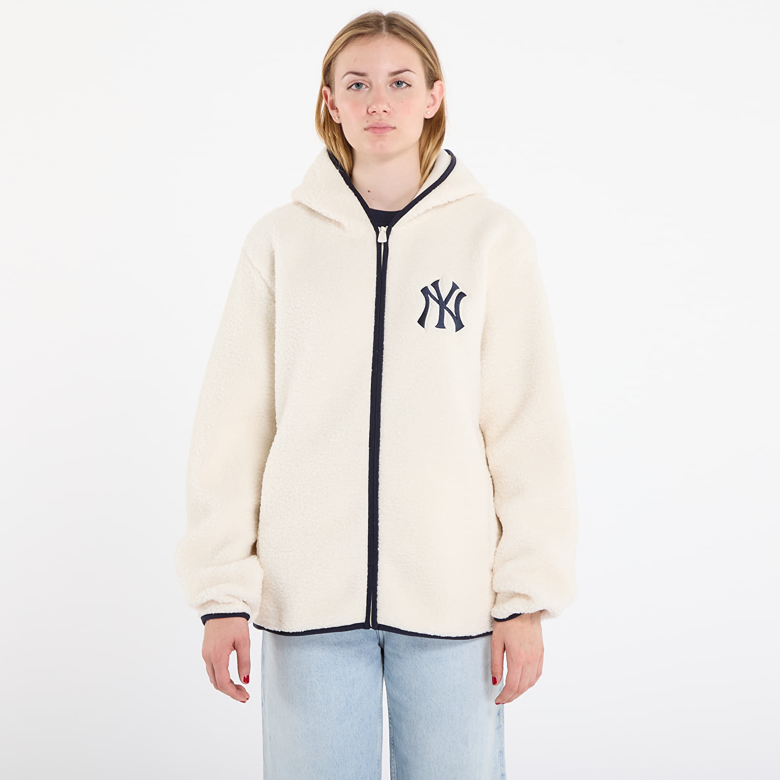 Moške jakne New Era MLB Hooded Sherpa New York Yankees UNISEX Off White