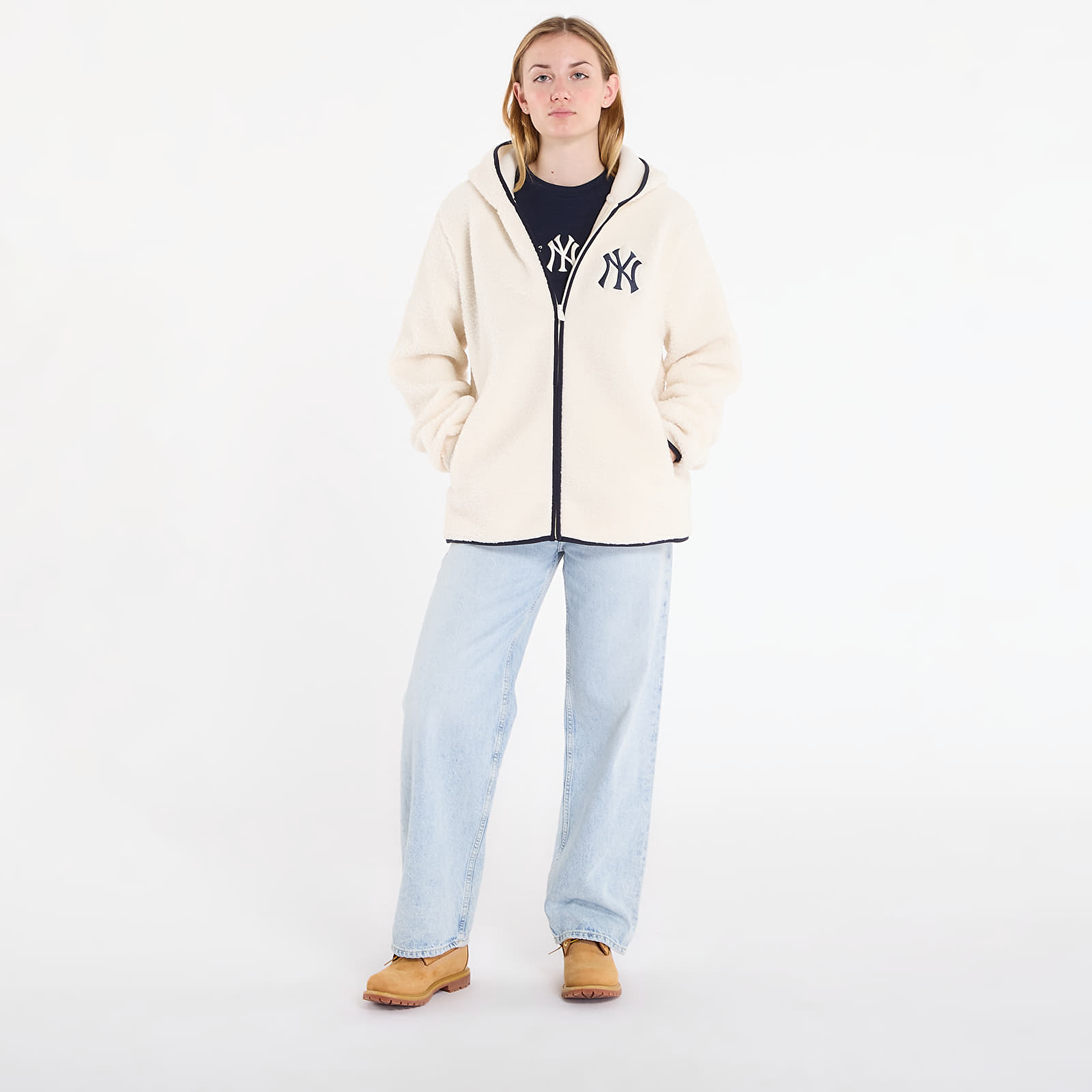 Moške jakne New Era MLB Hooded Sherpa New York Yankees UNISEX Off White