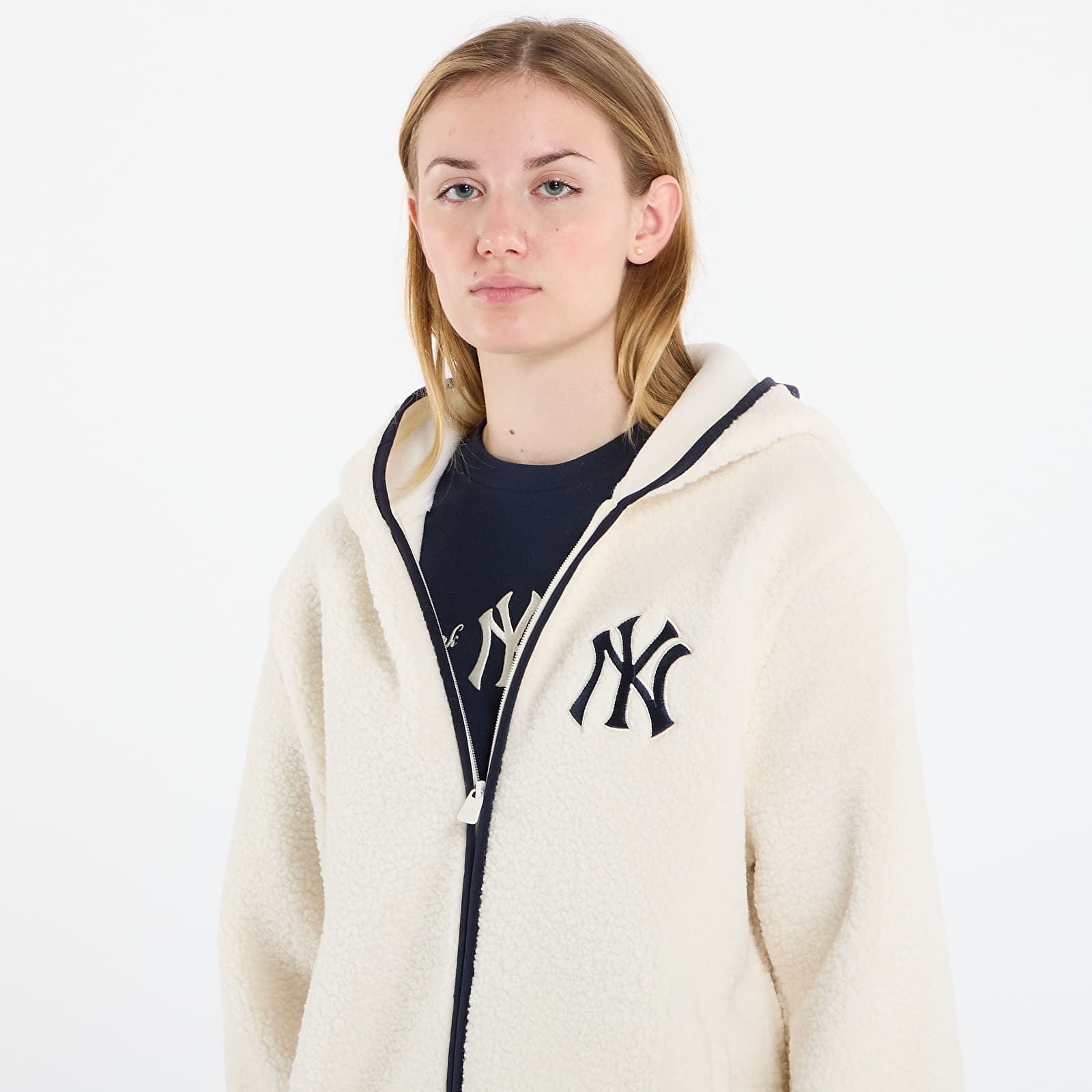 Moške jakne New Era MLB Hooded Sherpa New York Yankees UNISEX Off White