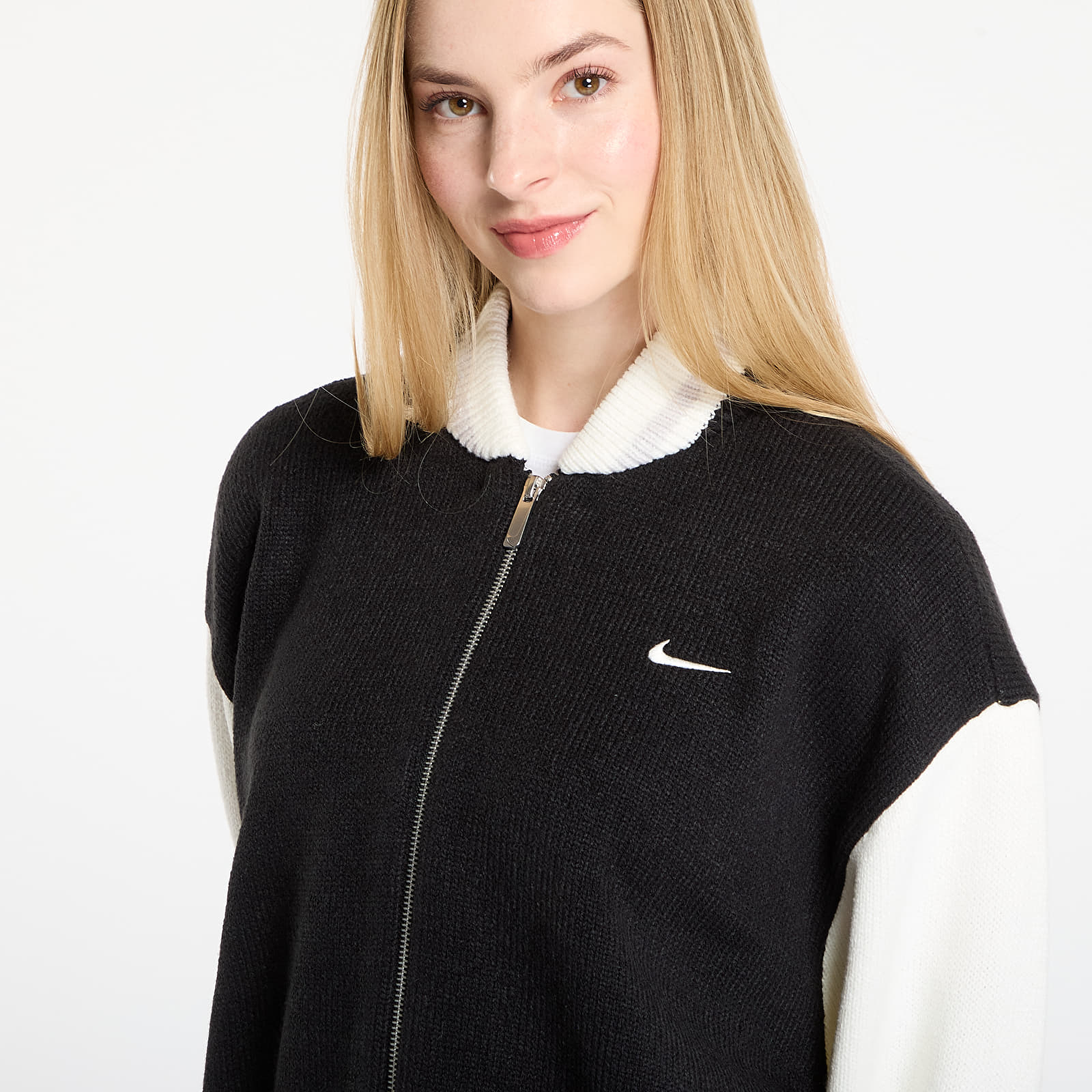 Dámské svetry Nike Sportswear Women's Cardigan Black/ Sail/ Vast Grey/ Sail