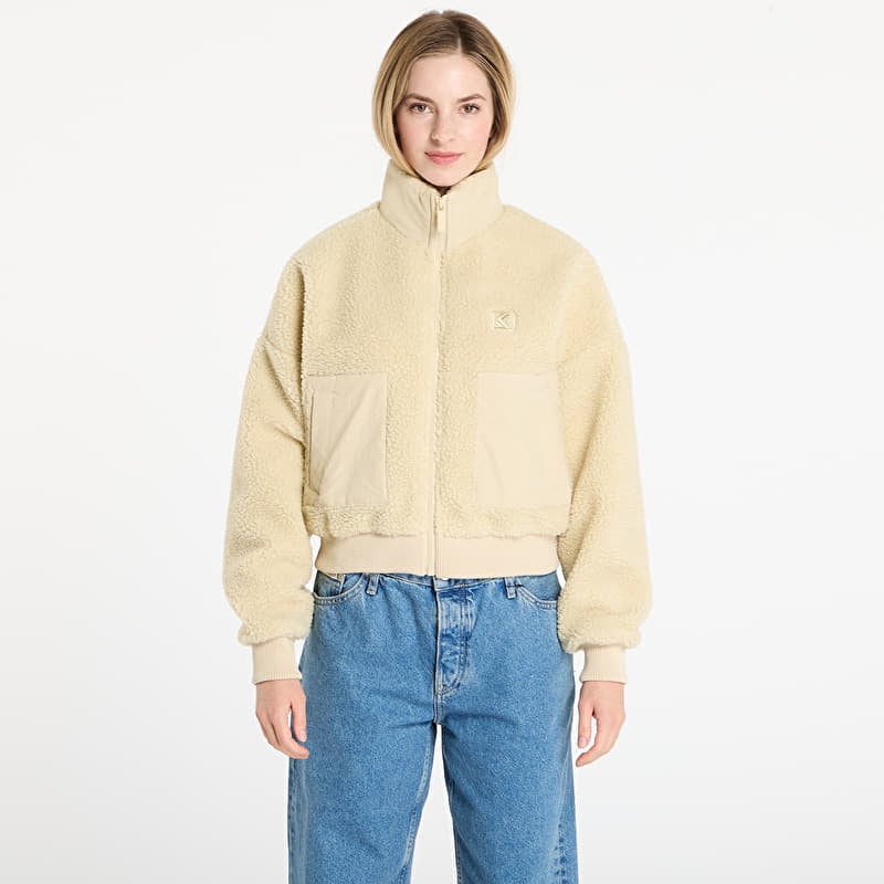 Jakke Karl Kani OG Crop Teddy Bomber Jacket Beige