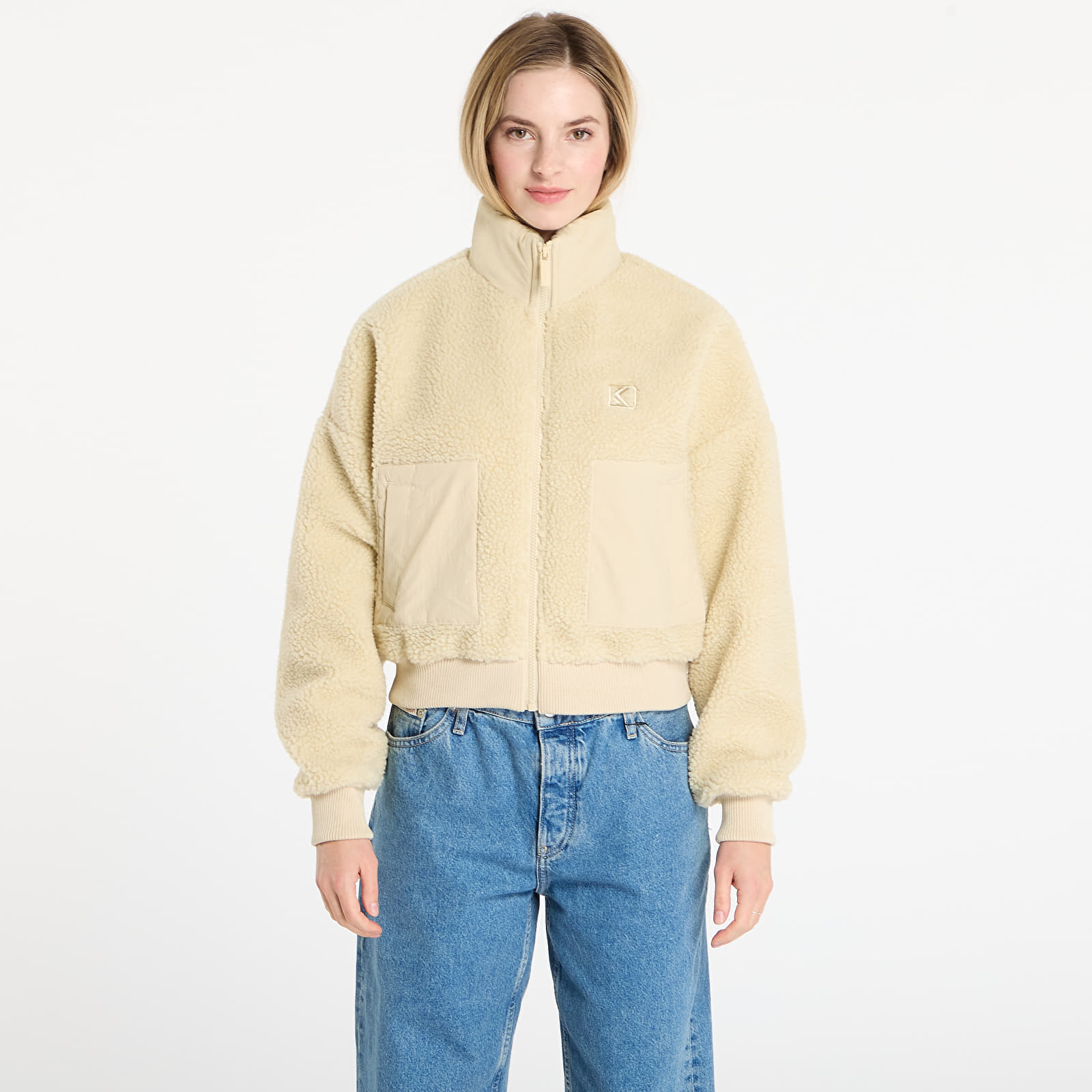 Jacken Karl Kani OG Crop Teddy Bomber Jacket Beige