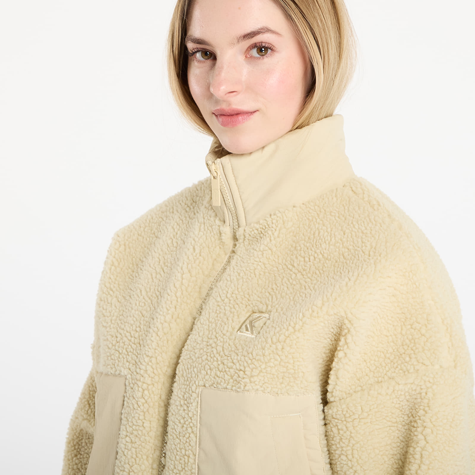 Jacken Karl Kani OG Crop Teddy Bomber Jacket Beige