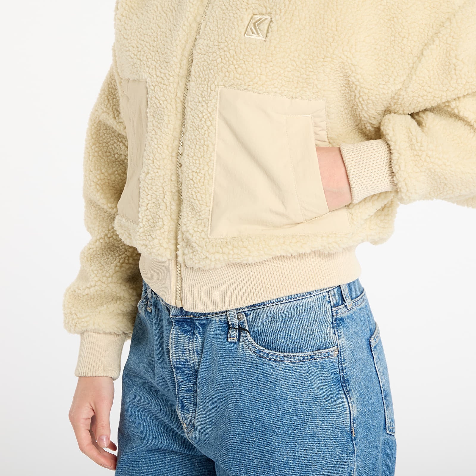 Jacken Karl Kani OG Crop Teddy Bomber Jacket Beige