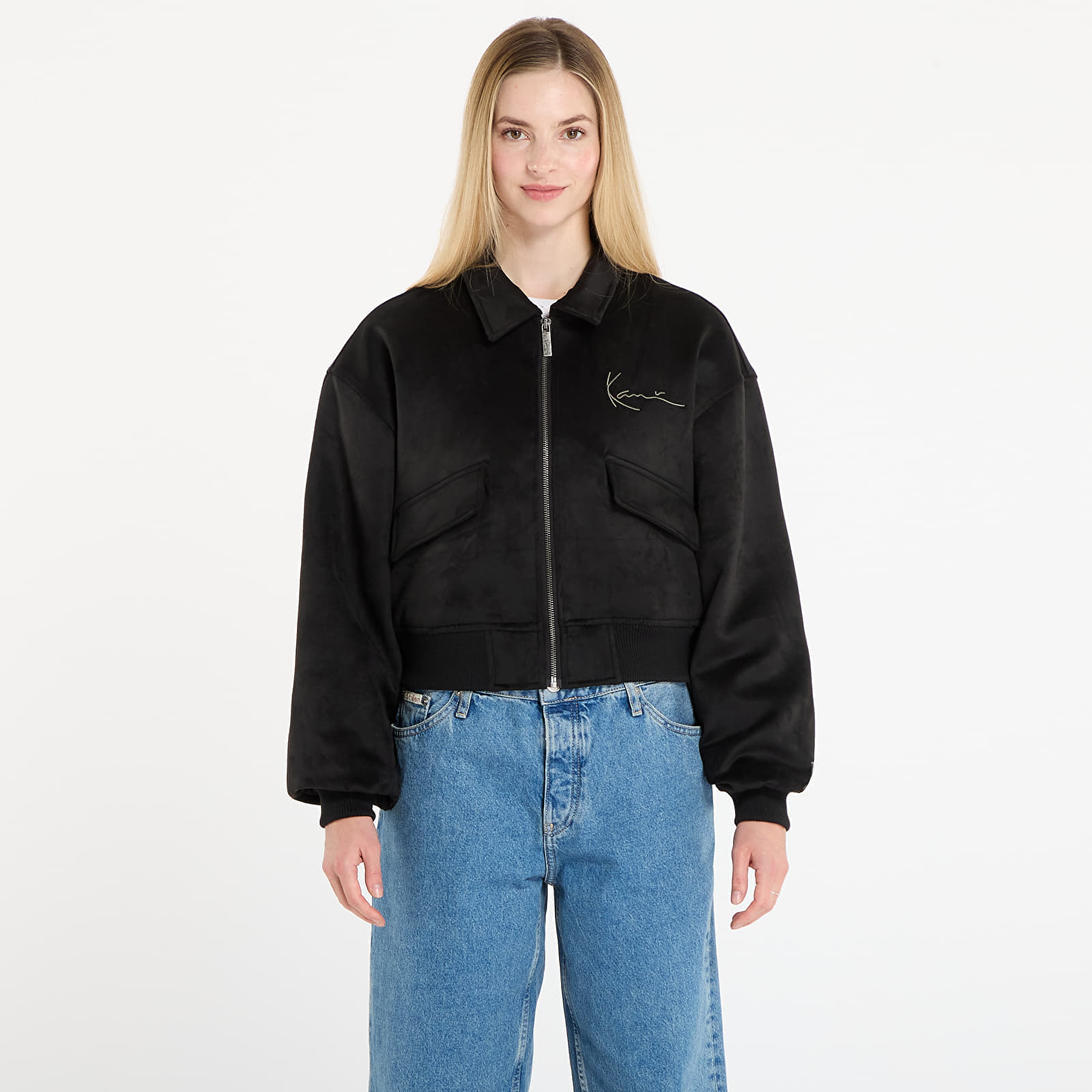 Jachetă Karl Kani Signature Faux Suede OS Bomber Jacket Black XS