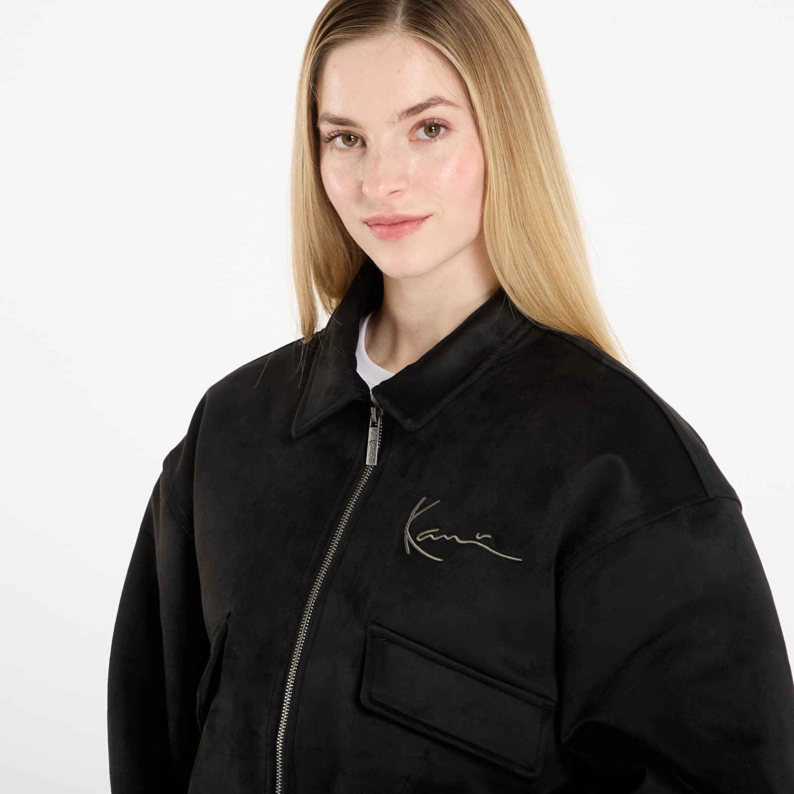 Jakne Karl Kani Signature Faux Suede OS Bomber Jacket Black