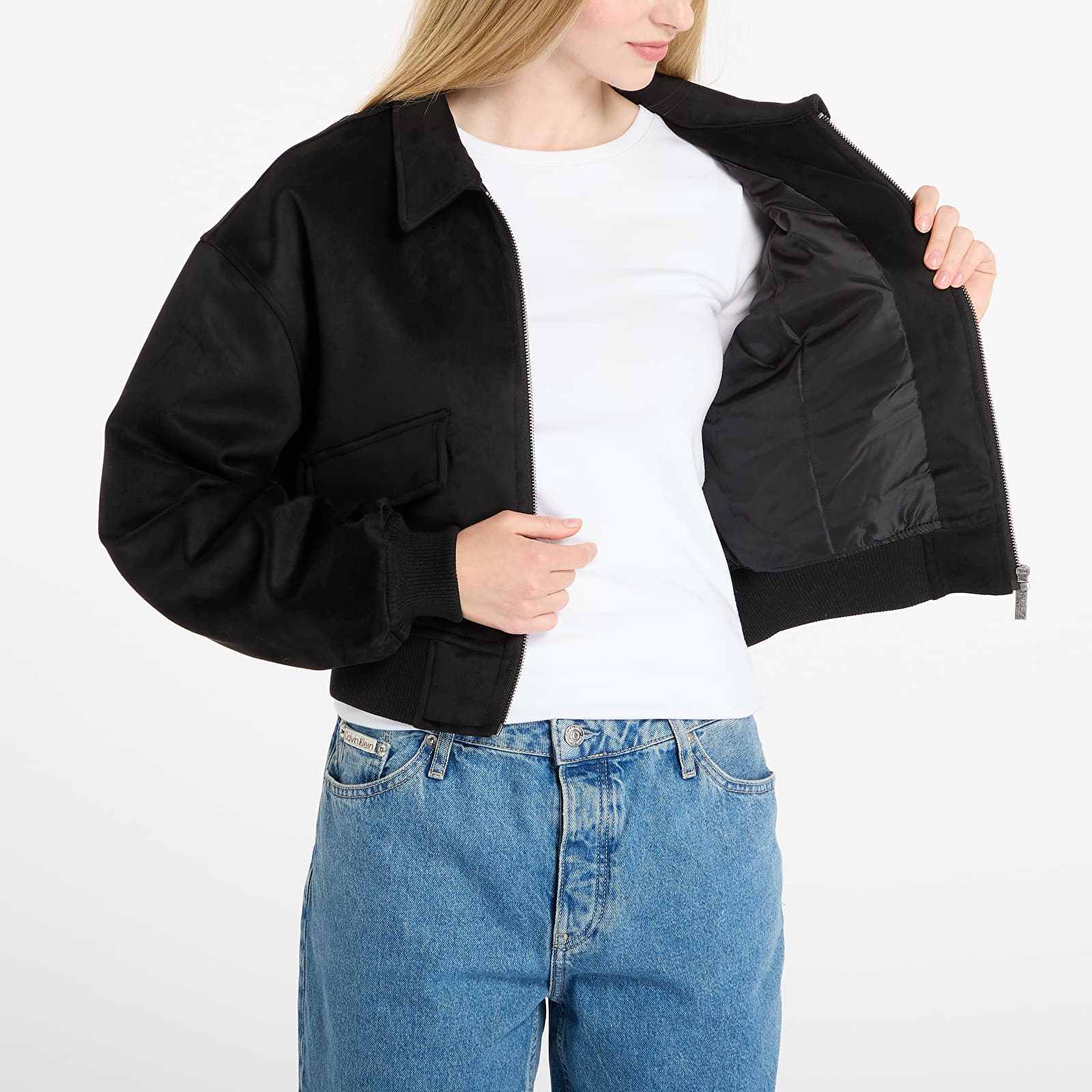 Jakne Karl Kani Signature Faux Suede OS Bomber Jacket Black