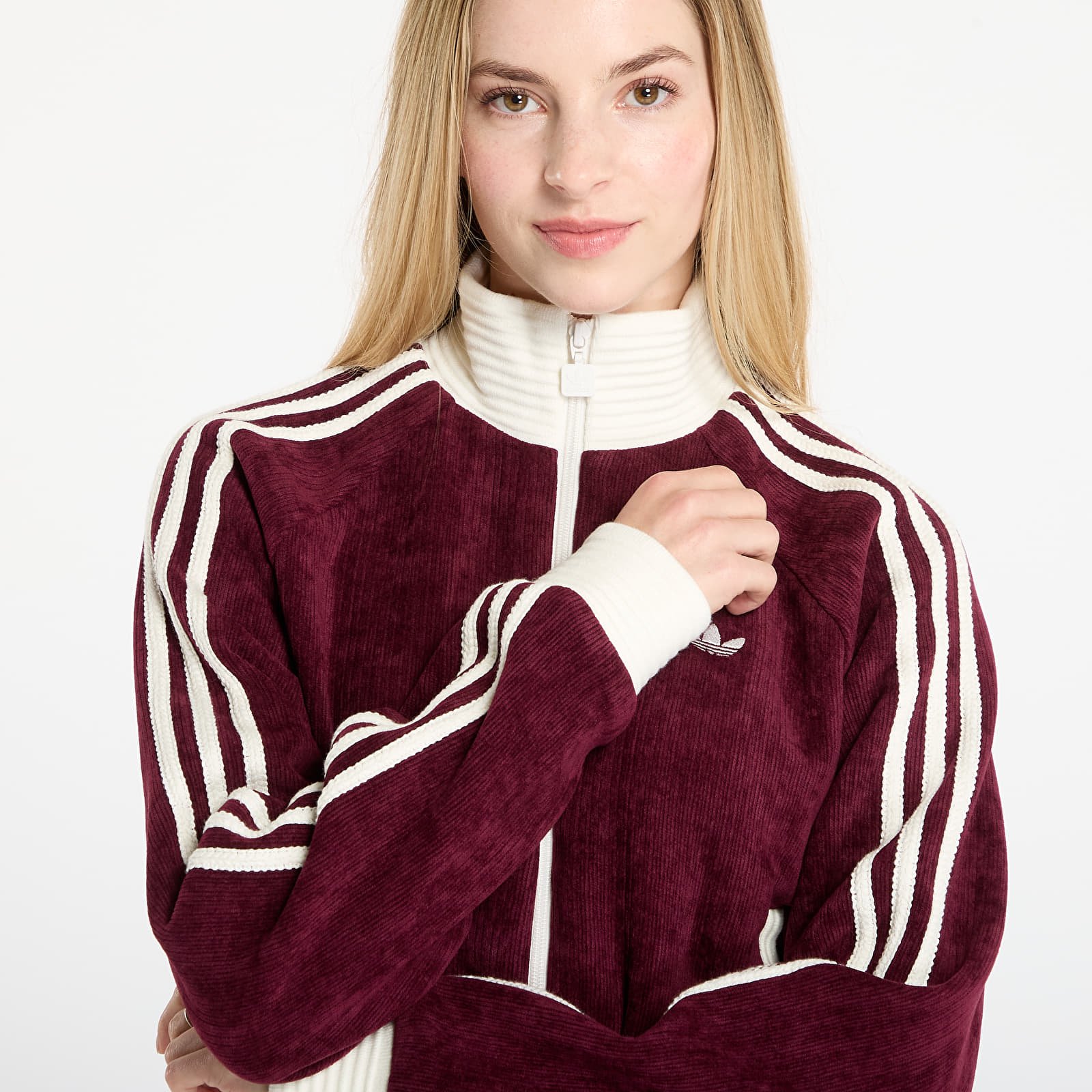 Sweatshirts für Frauen adidas Velour Knit Track Top Maroon