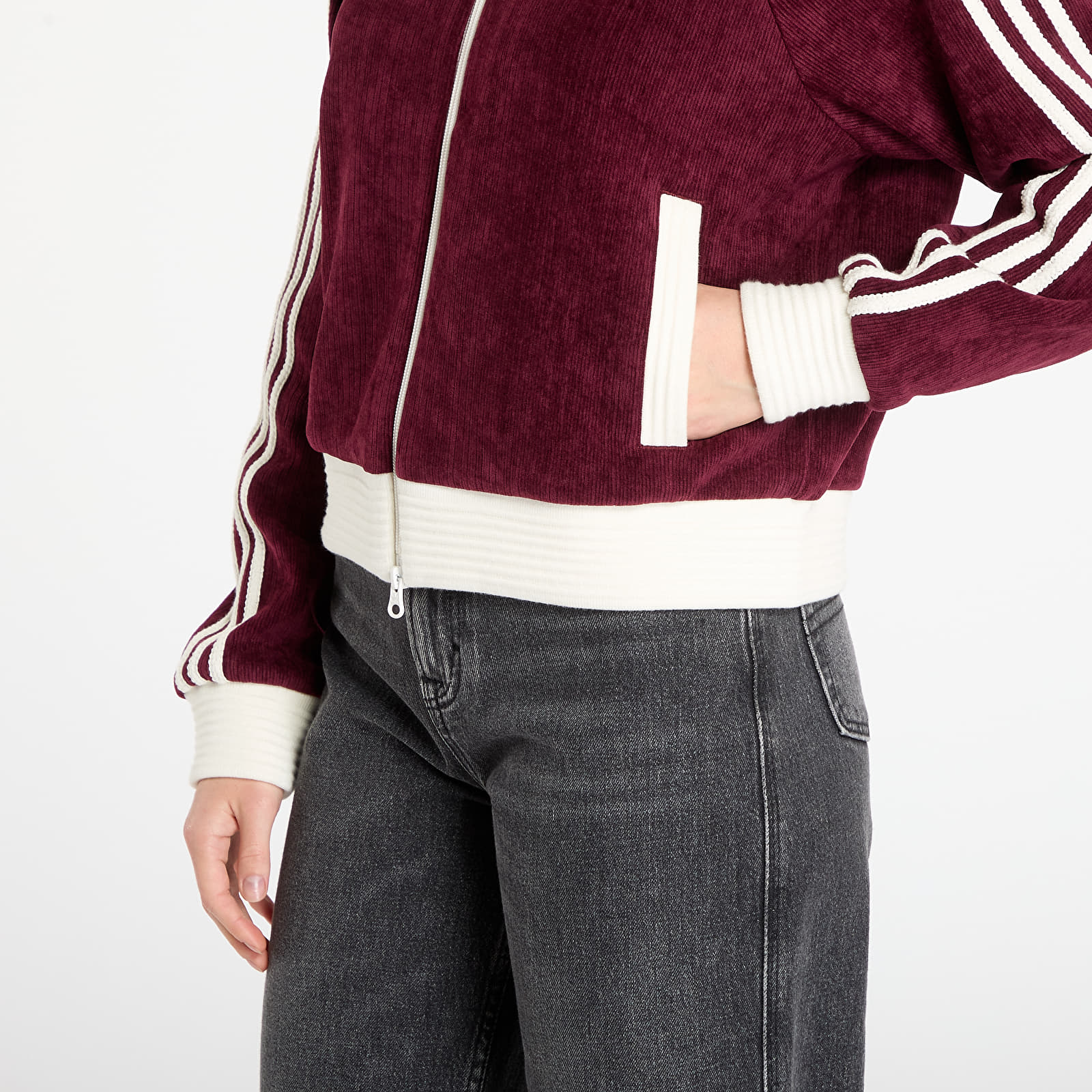 Sweatshirts für Frauen adidas Velour Knit Track Top Maroon