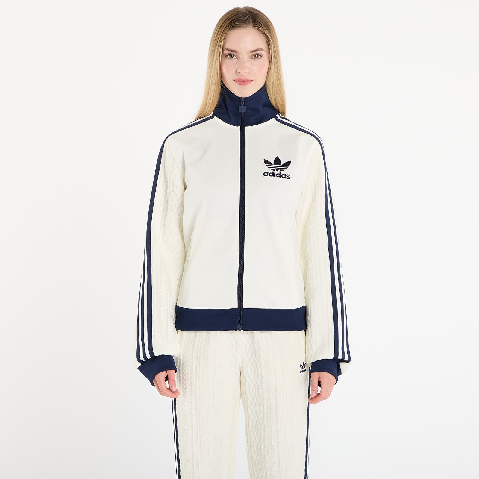 Суитшърт adidas Knit Classic Track Top Off White L