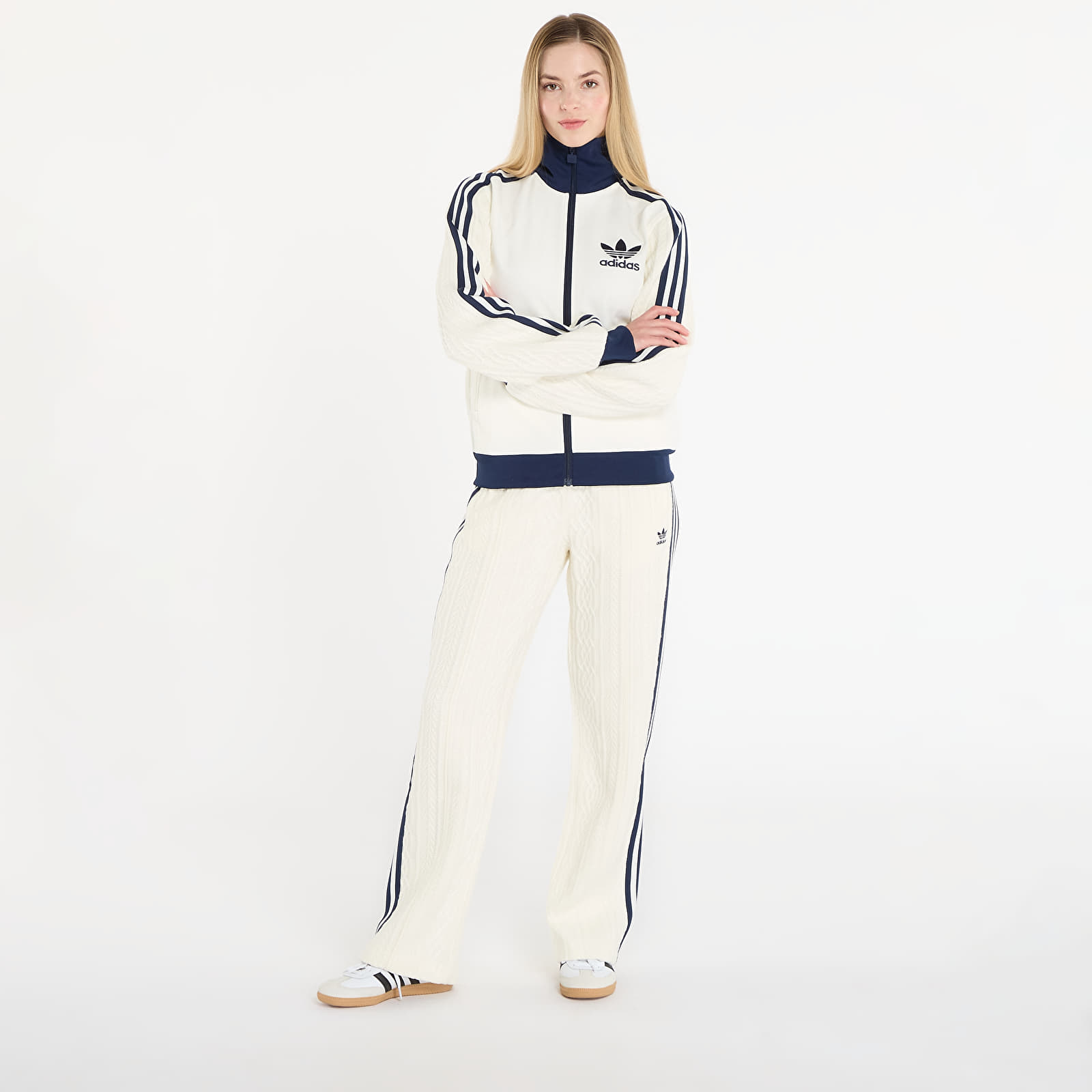 Hosen für Frauen adidas Knit Classic Track Pants Off White