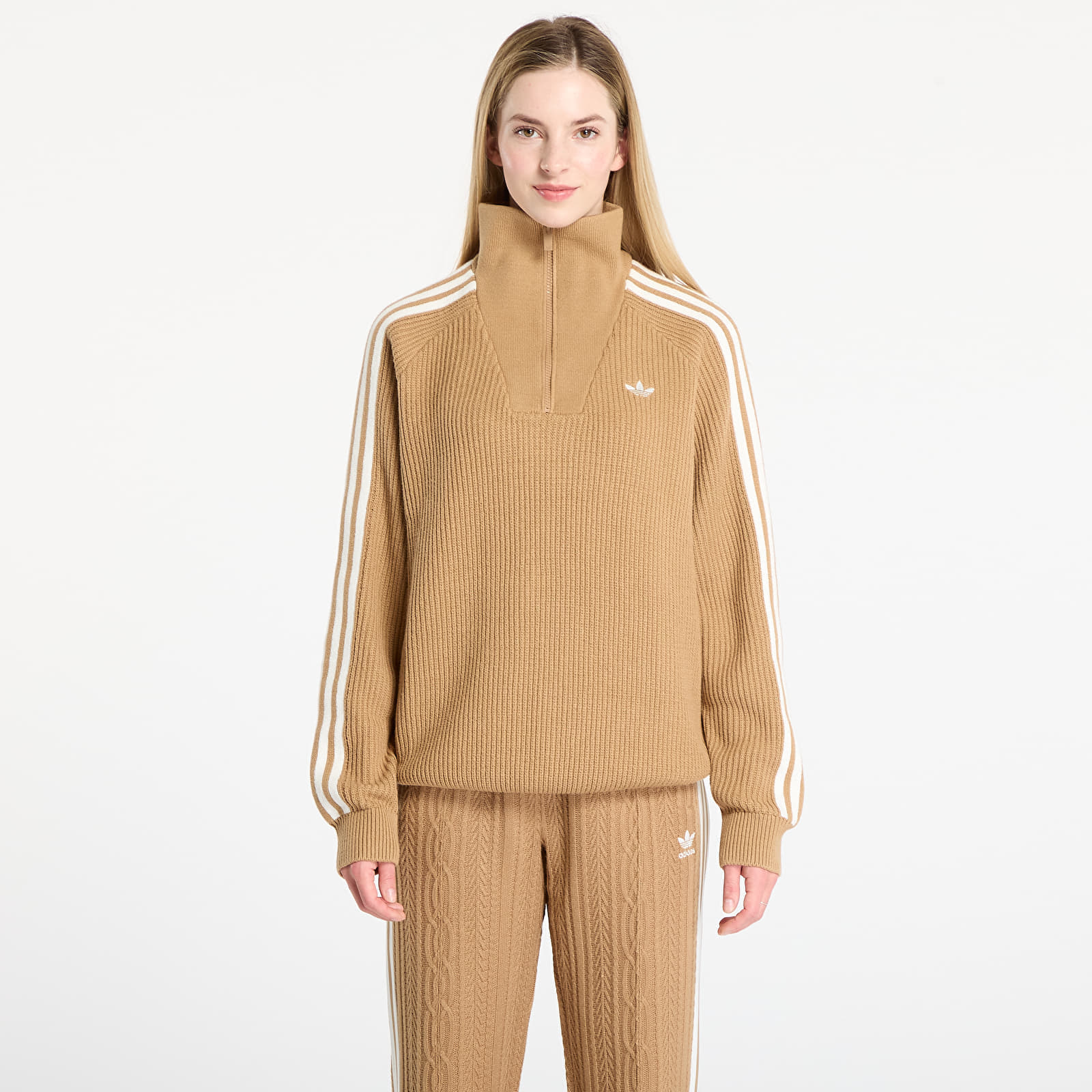 Пуловер adidas Funnel Neck Quarter Zip Sweatshirt Cardboard/ Off White M