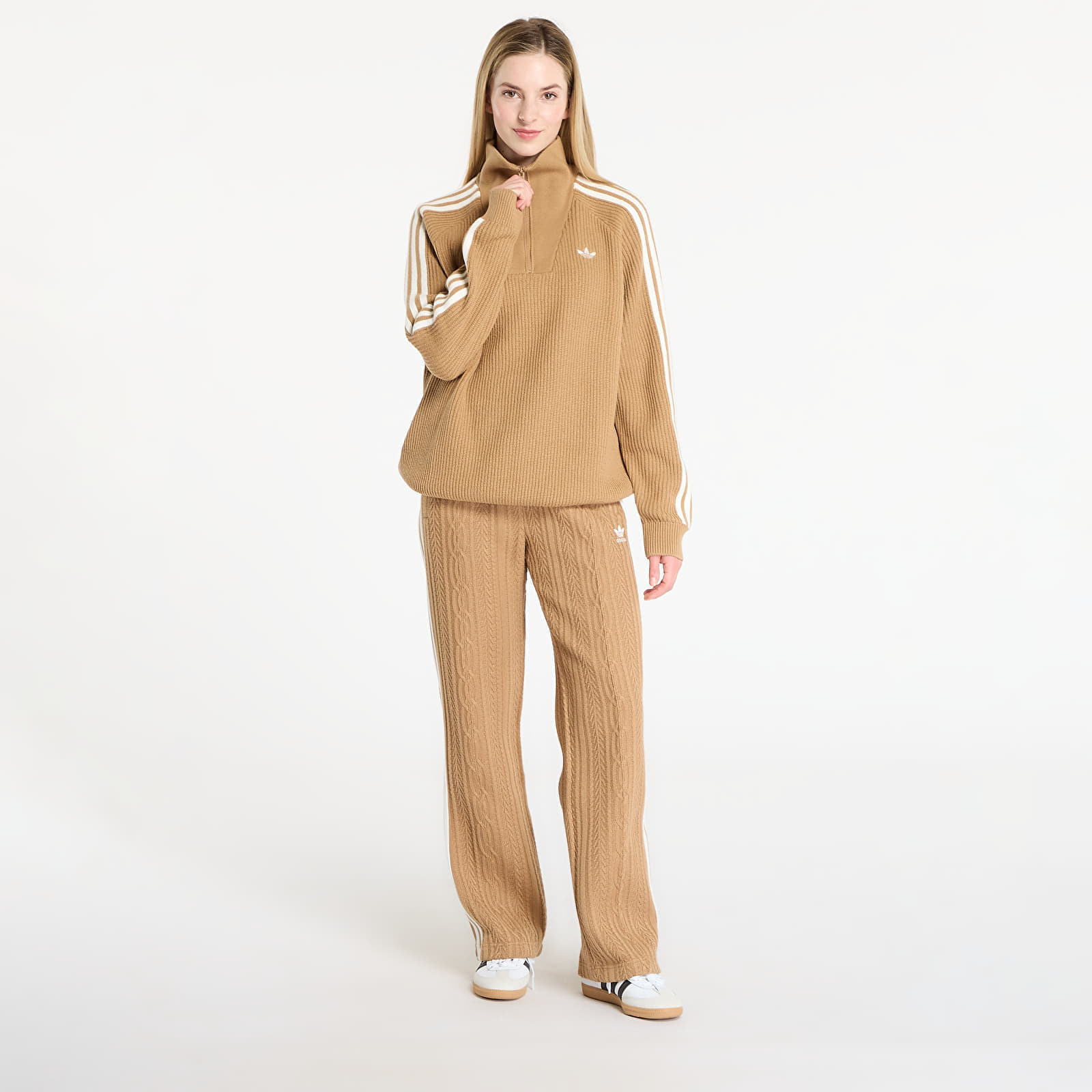 Πουλόβερ adidas Funnel Neck Quarter Zip Sweatshirt Cardboard/ Off White M