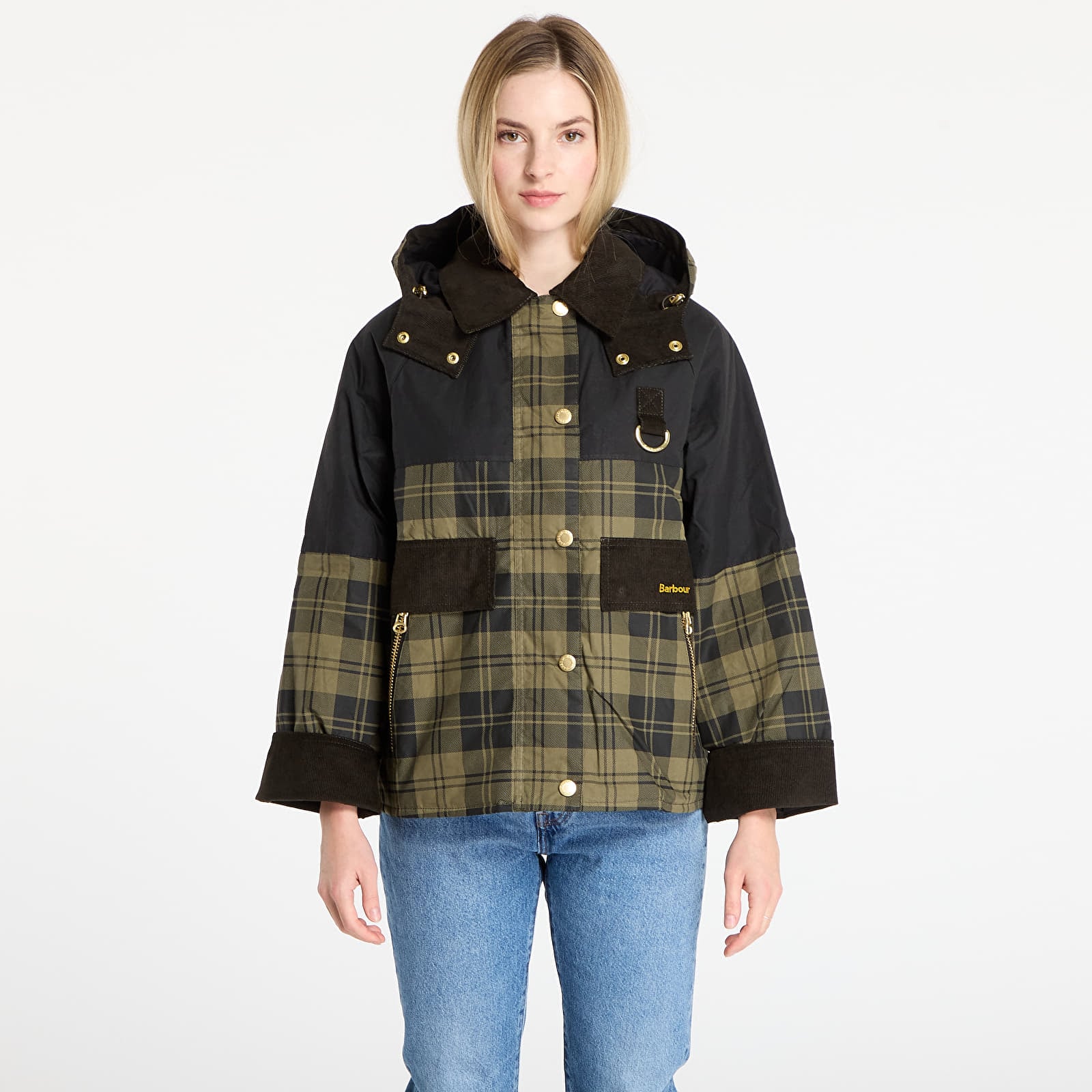 Jackets Barbour Elaine Showerproof Jacket Olive Check/ Black