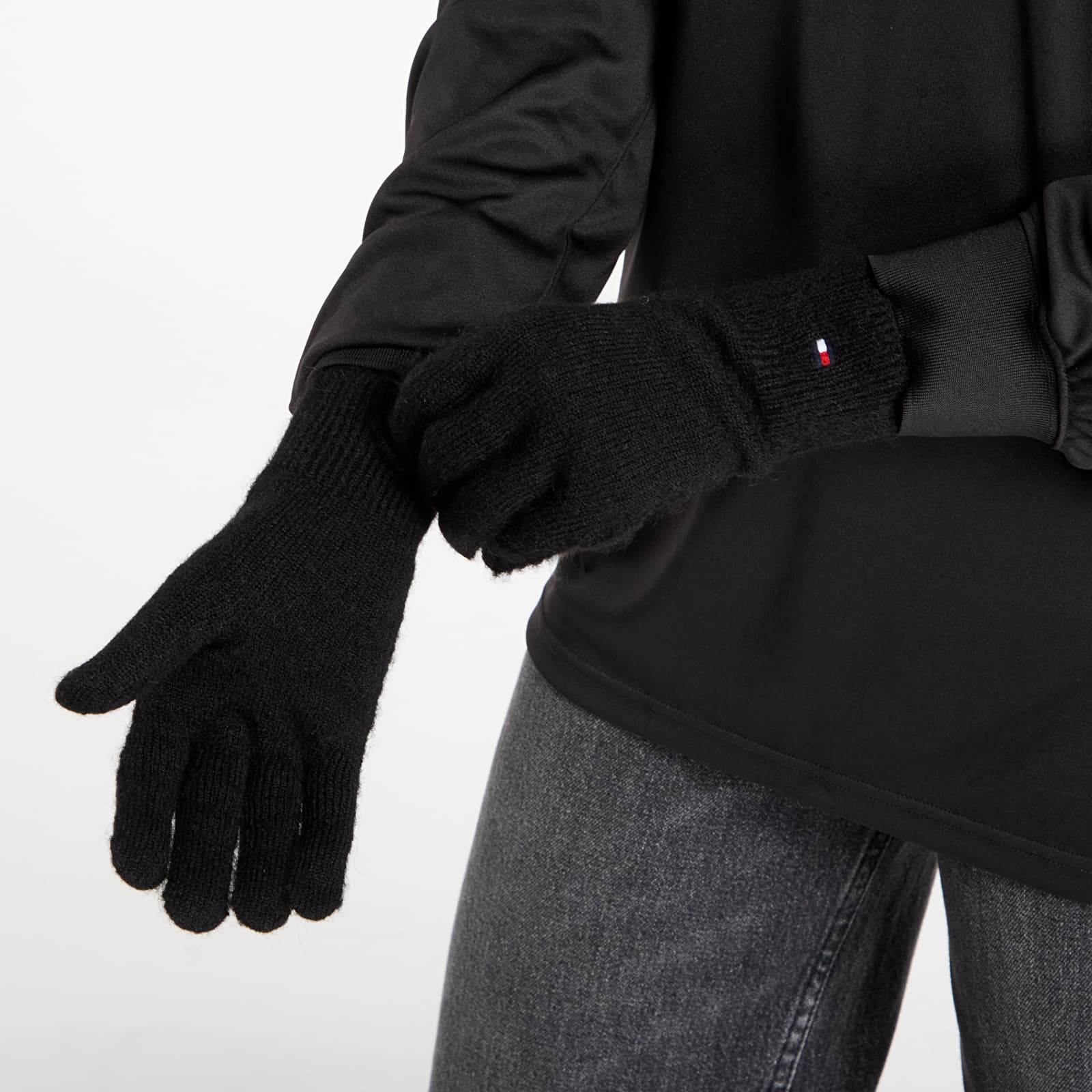 Rękawiczki Tommy Hilfiger Flag Fluffy Knit Gloves Black