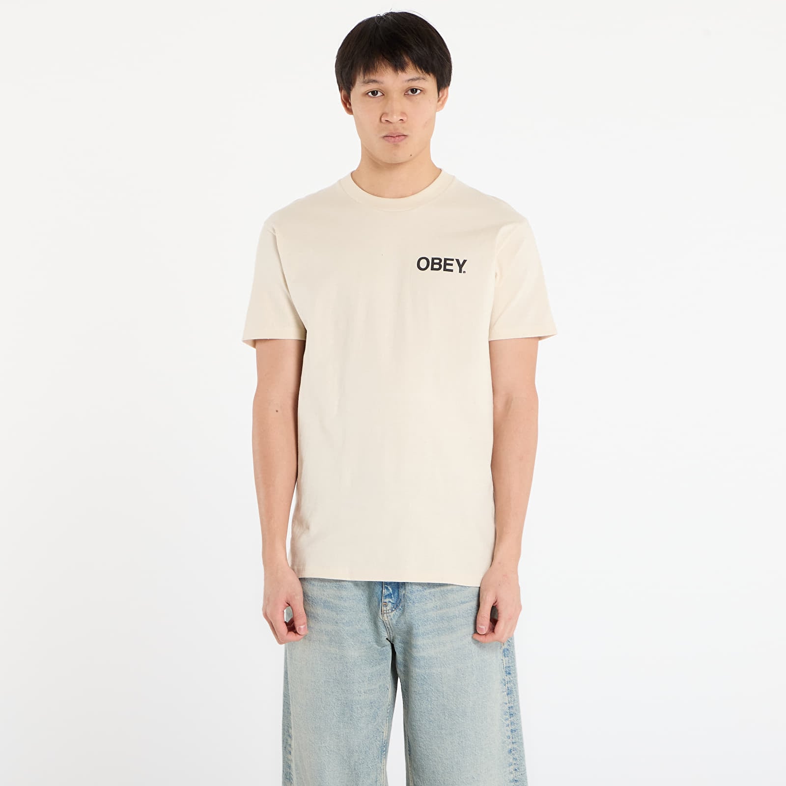 Tricouri bărbați OBEY Doberman Classic T-Shirt Cream
