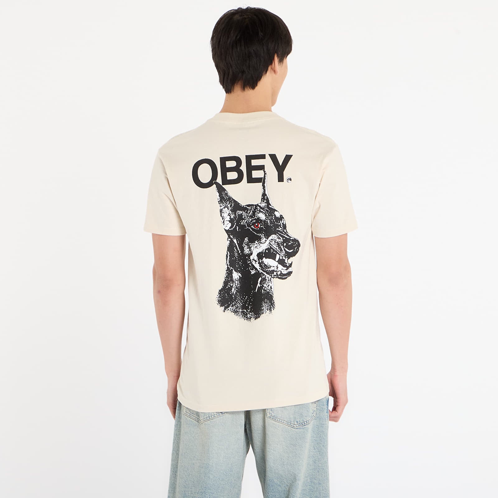 Tricouri bărbați OBEY Doberman Classic T-Shirt Cream