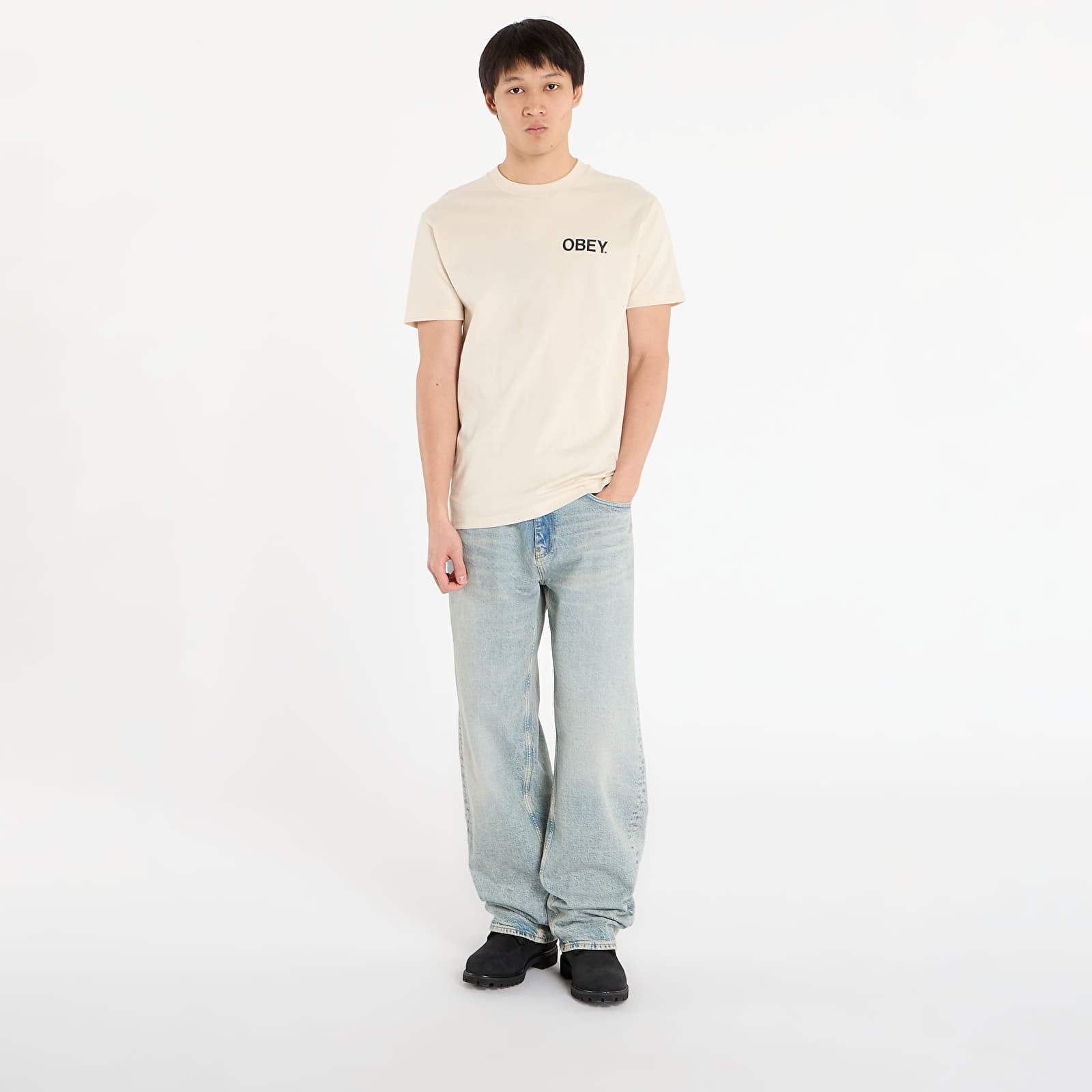 Tricouri bărbați OBEY Doberman Classic T-Shirt Cream