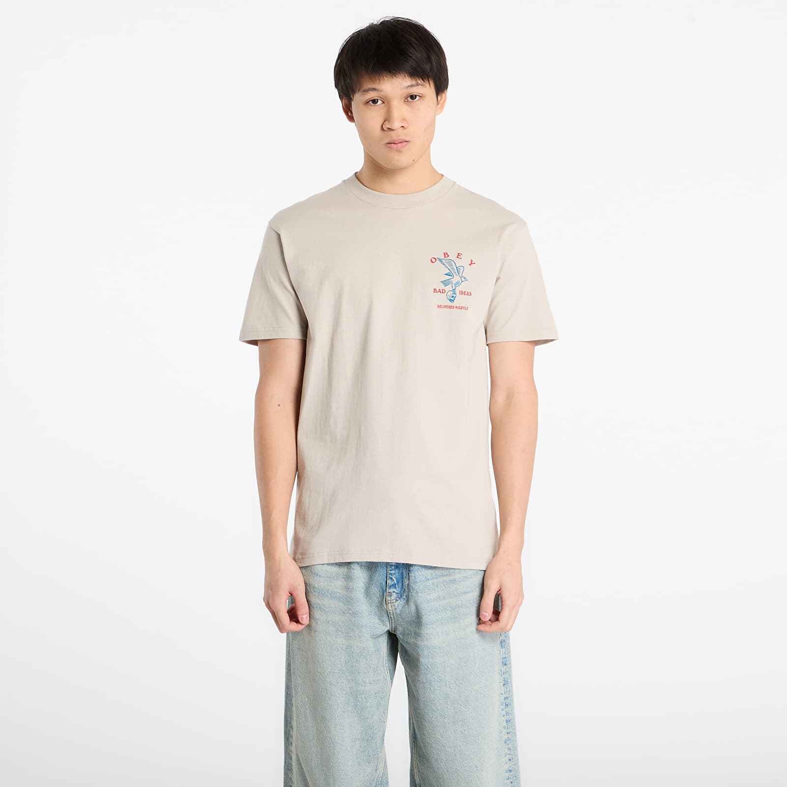 Pánská trička OBEY Bad Ideas Eagle Classic T-Shirt Silver Grey