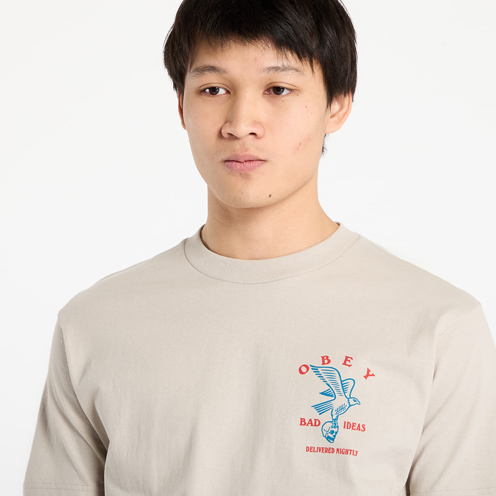 Pánská trička OBEY Bad Ideas Eagle Classic T-Shirt Silver Grey