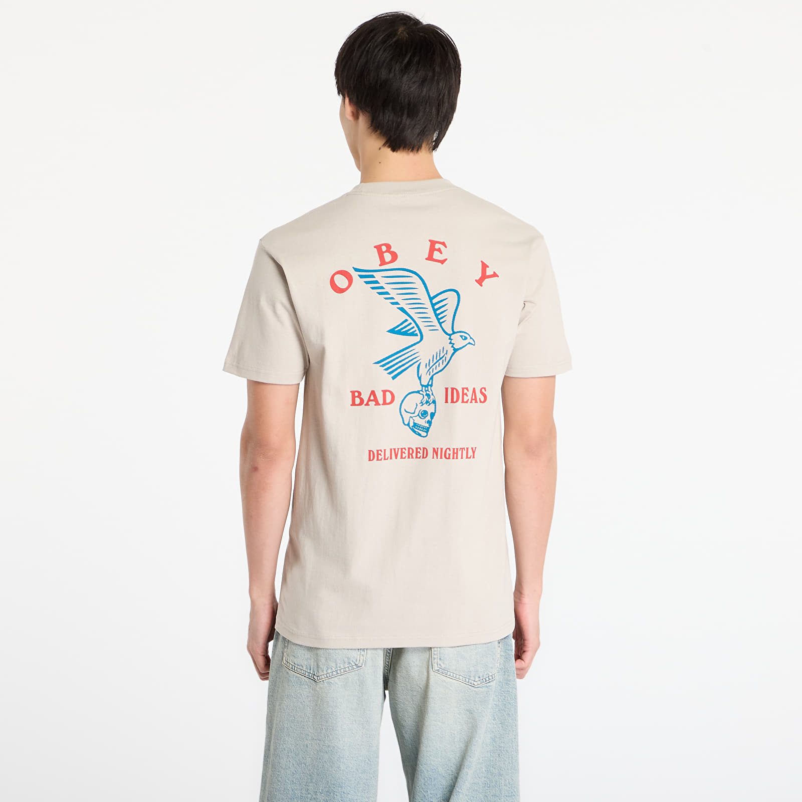Pánská trička OBEY Bad Ideas Eagle Classic T-Shirt Silver Grey