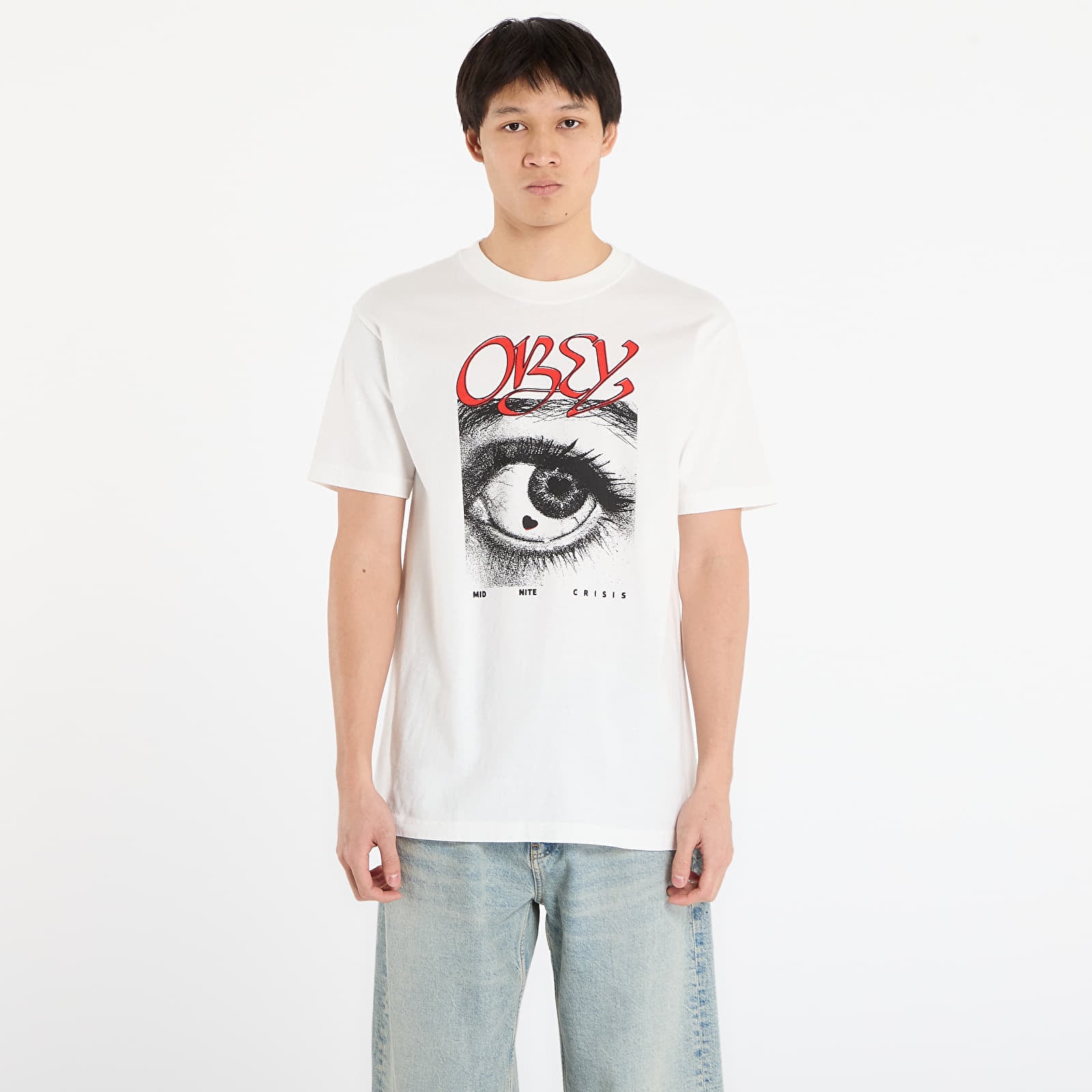 T-Shirts Männer OBEY Midnite Crisis T-Shirt Pigment Vintage White