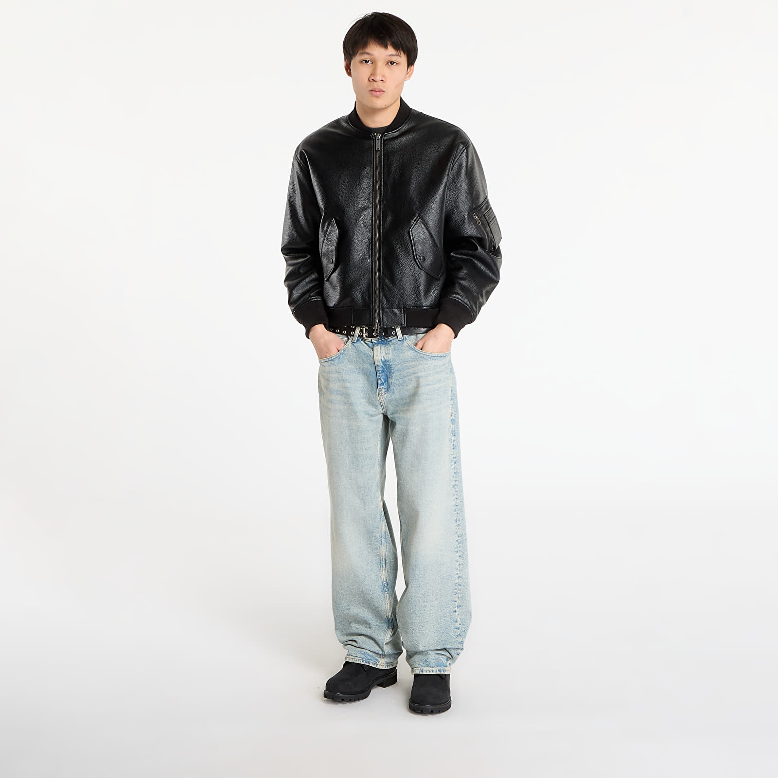 Muške jakne Wasted Paris M Kingdom Faux Leather Bomber Black