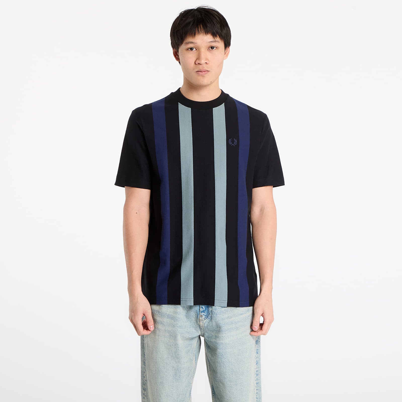 Tricou FRED PERRY Vertical Stripe T-Shirt Black M