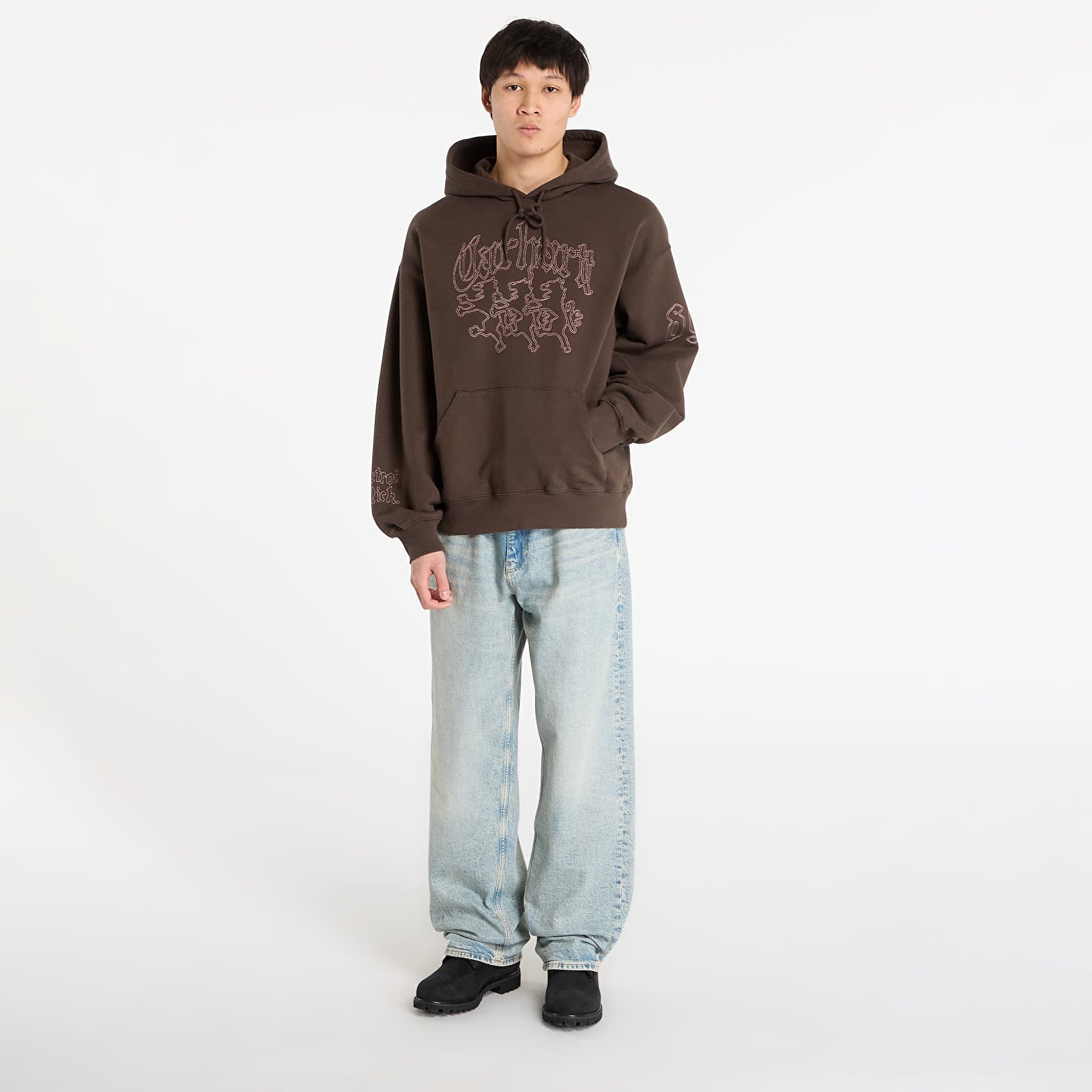 Sweats à capuche homme Carhartt WIP Hooded Hackwork Sweat Vitola/ Glassy Pink