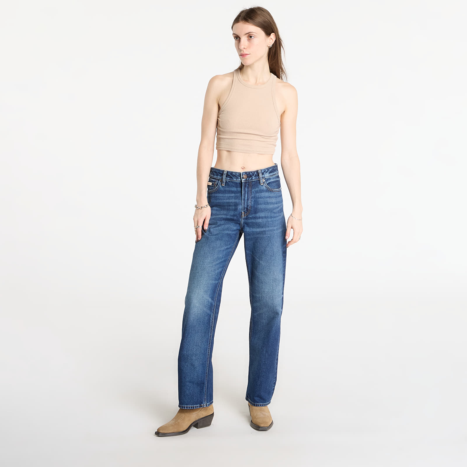 Women's jeans Calvin Klein Jeans Signature 90S Straight Short Jeans Blue