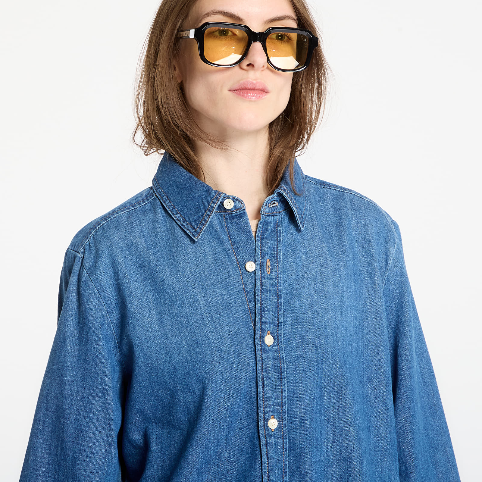 Chemises femme Calvin Klein Jeans Cropped Ls Shirt Blue