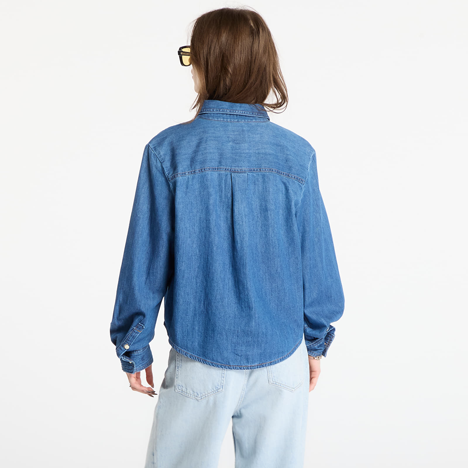 Chemises femme Calvin Klein Jeans Cropped Ls Shirt Blue