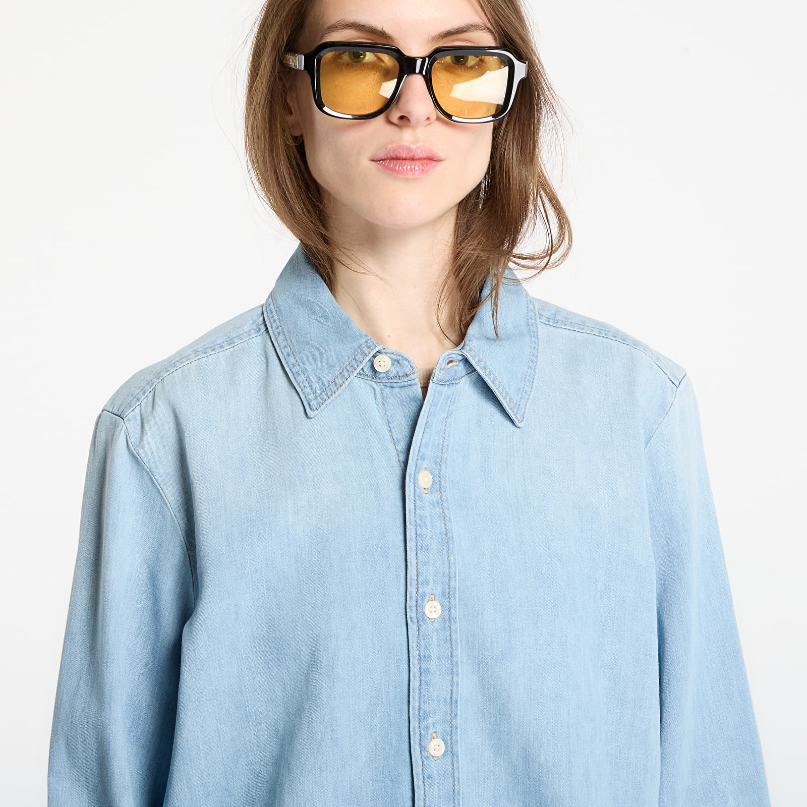Chemises femme Calvin Klein Jeans Cropped Ls Shirt Blue