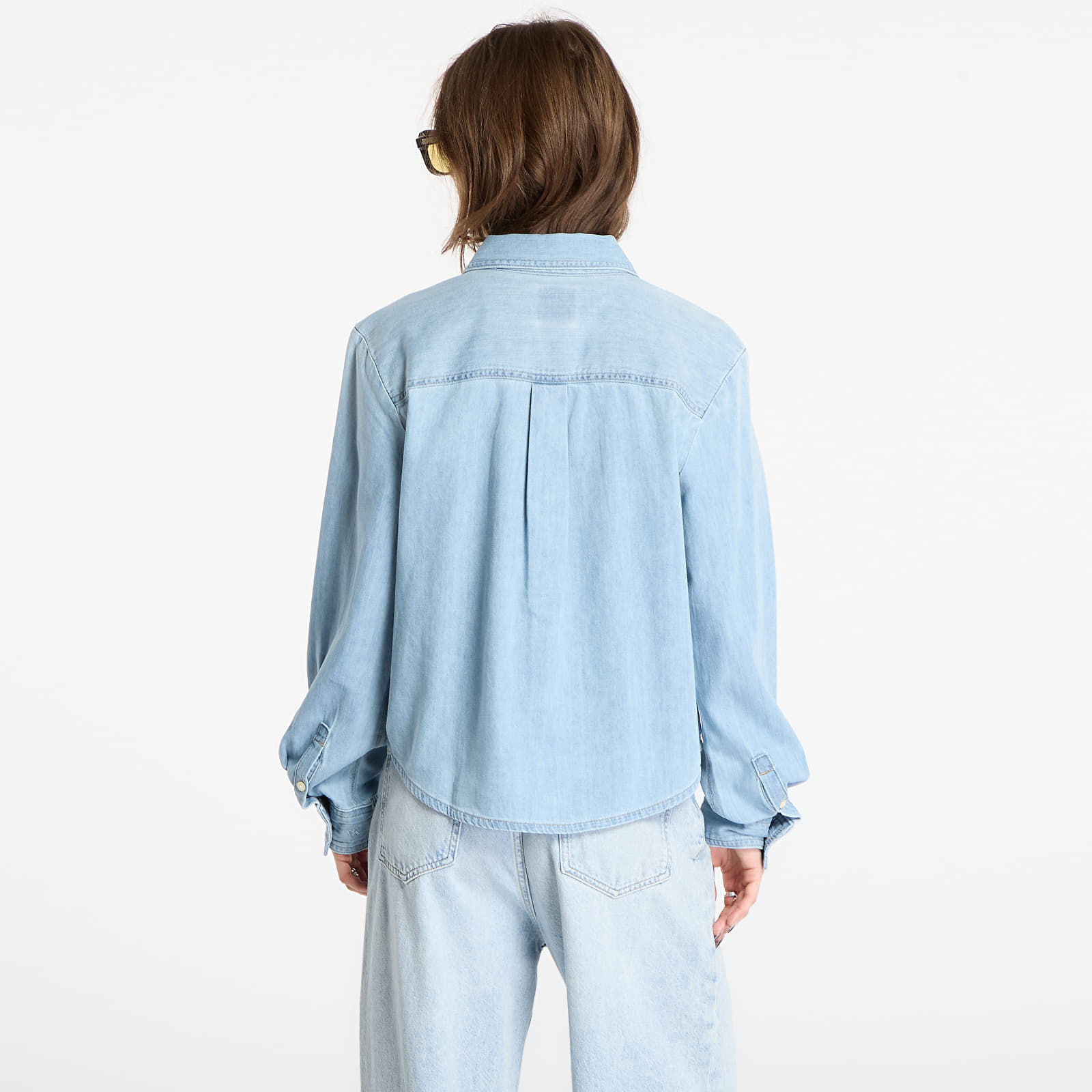 Chemises femme Calvin Klein Jeans Cropped Ls Shirt Blue