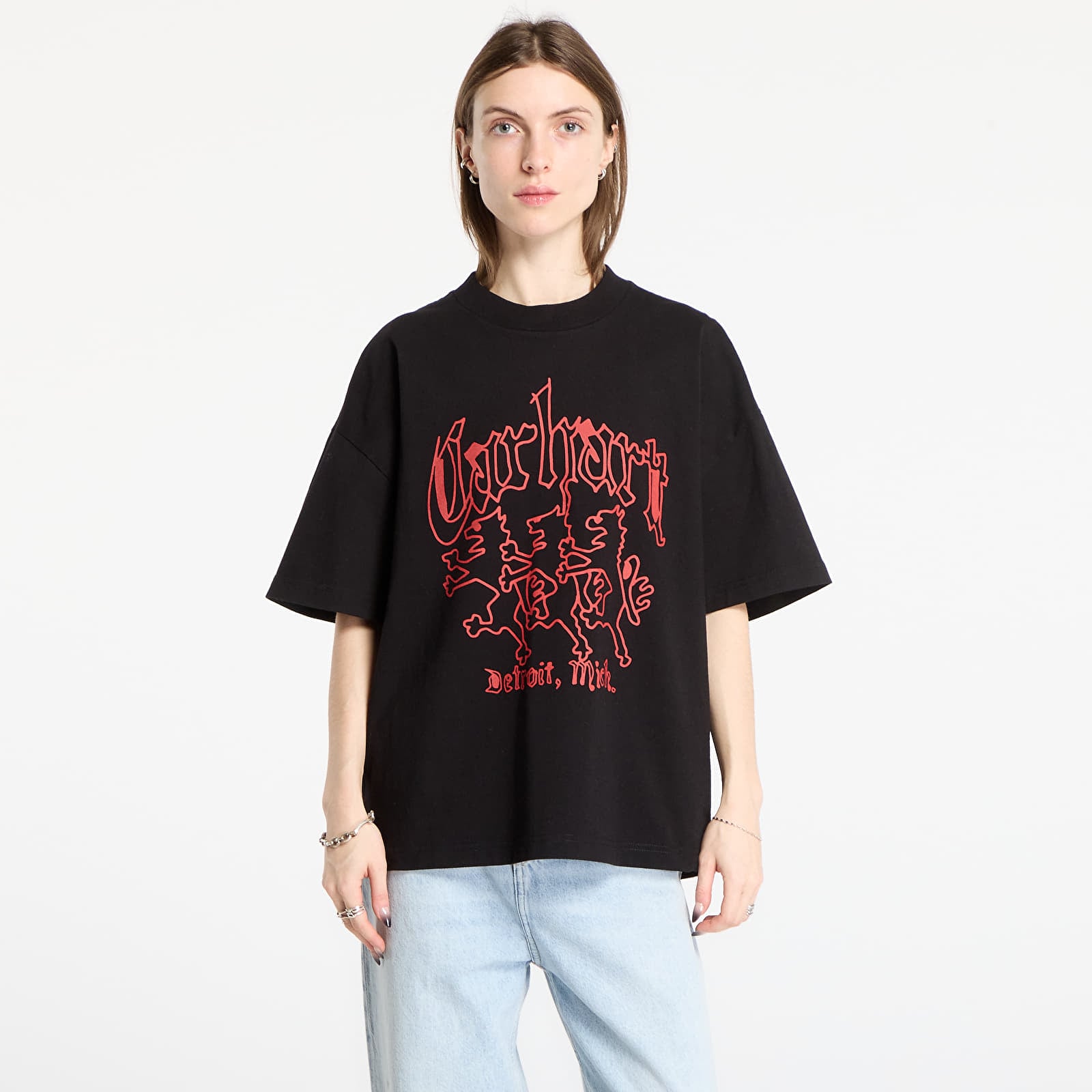 Tricouri bărbați Carhartt WIP S/S Hackwork T-Shirt UNISEX Black Heavy Stone Wash