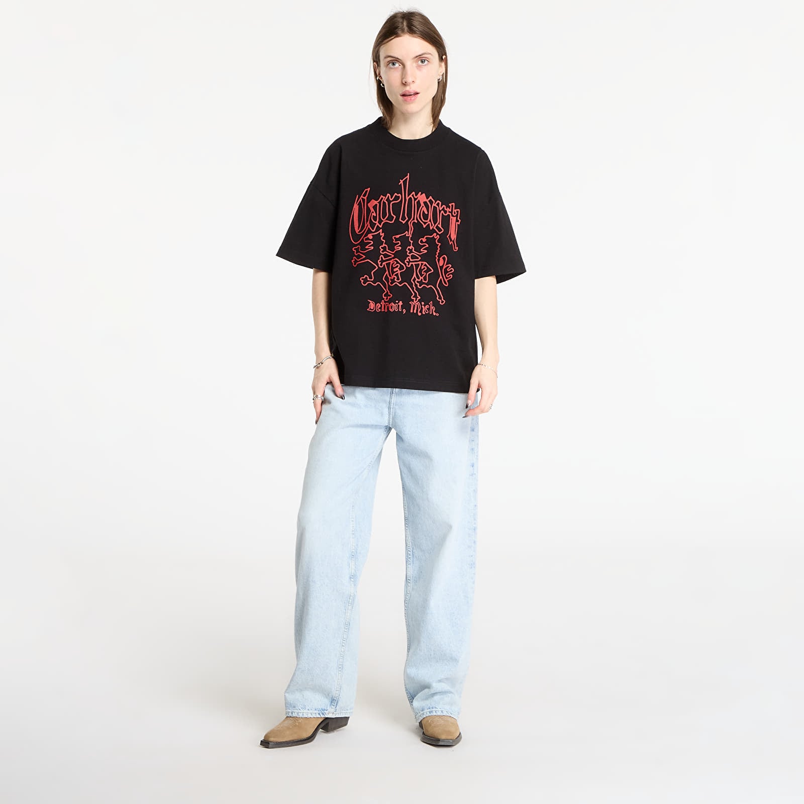 Tricouri bărbați Carhartt WIP S/S Hackwork T-Shirt UNISEX Black Heavy Stone Wash