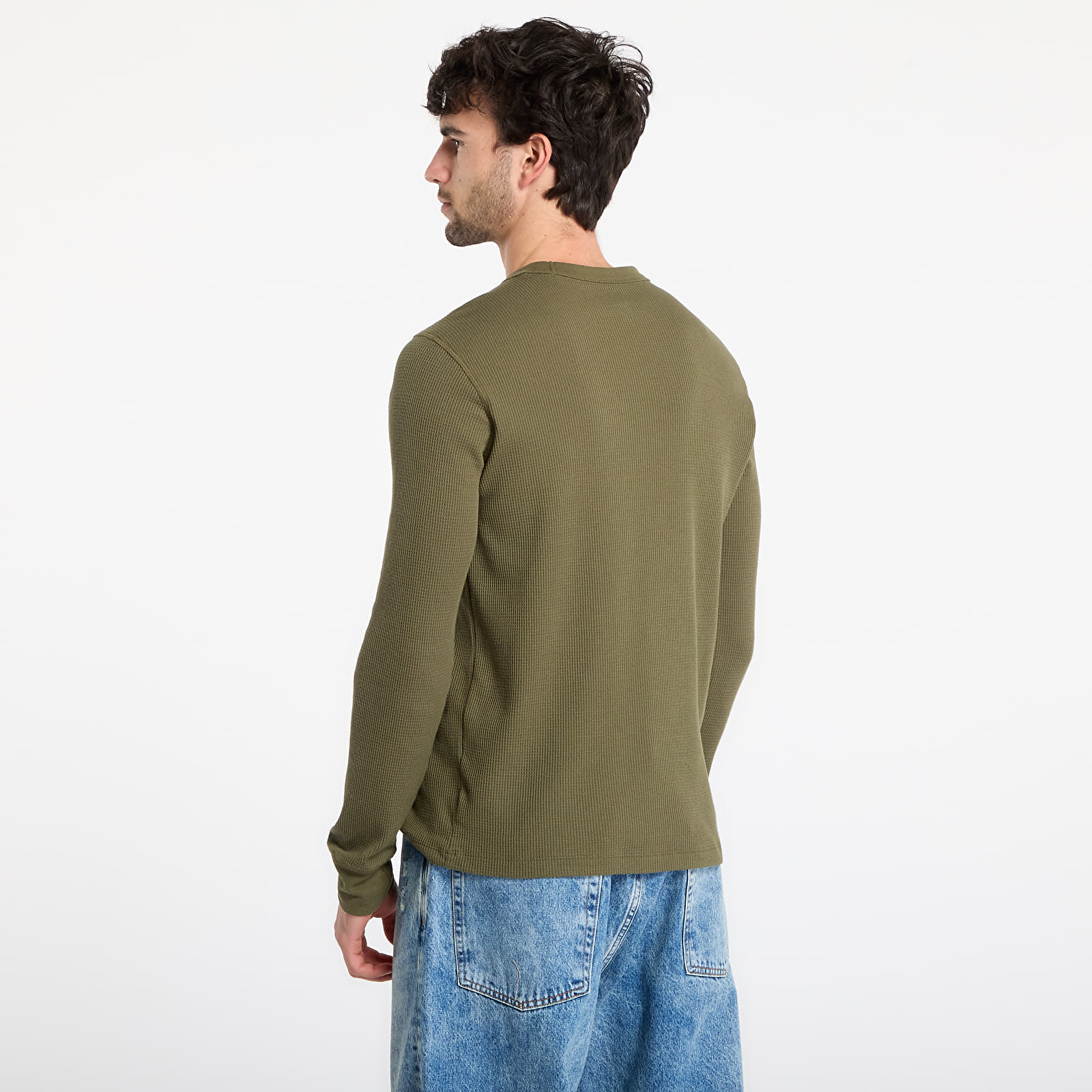 T-Shirts GAP Ls Waffle Mini Logo Crew Tee Army Green