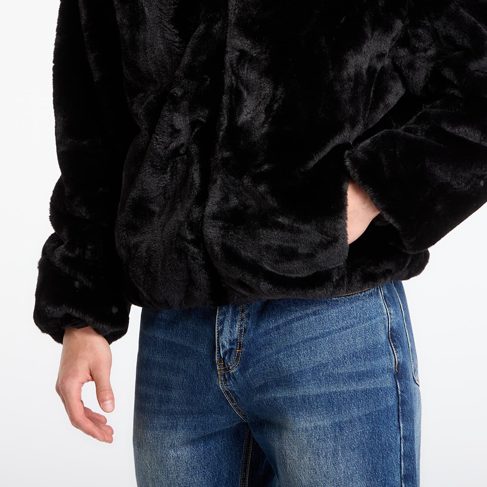 Sweatshirts Urban Classics Full Zip Faux Fur Hoodie Black