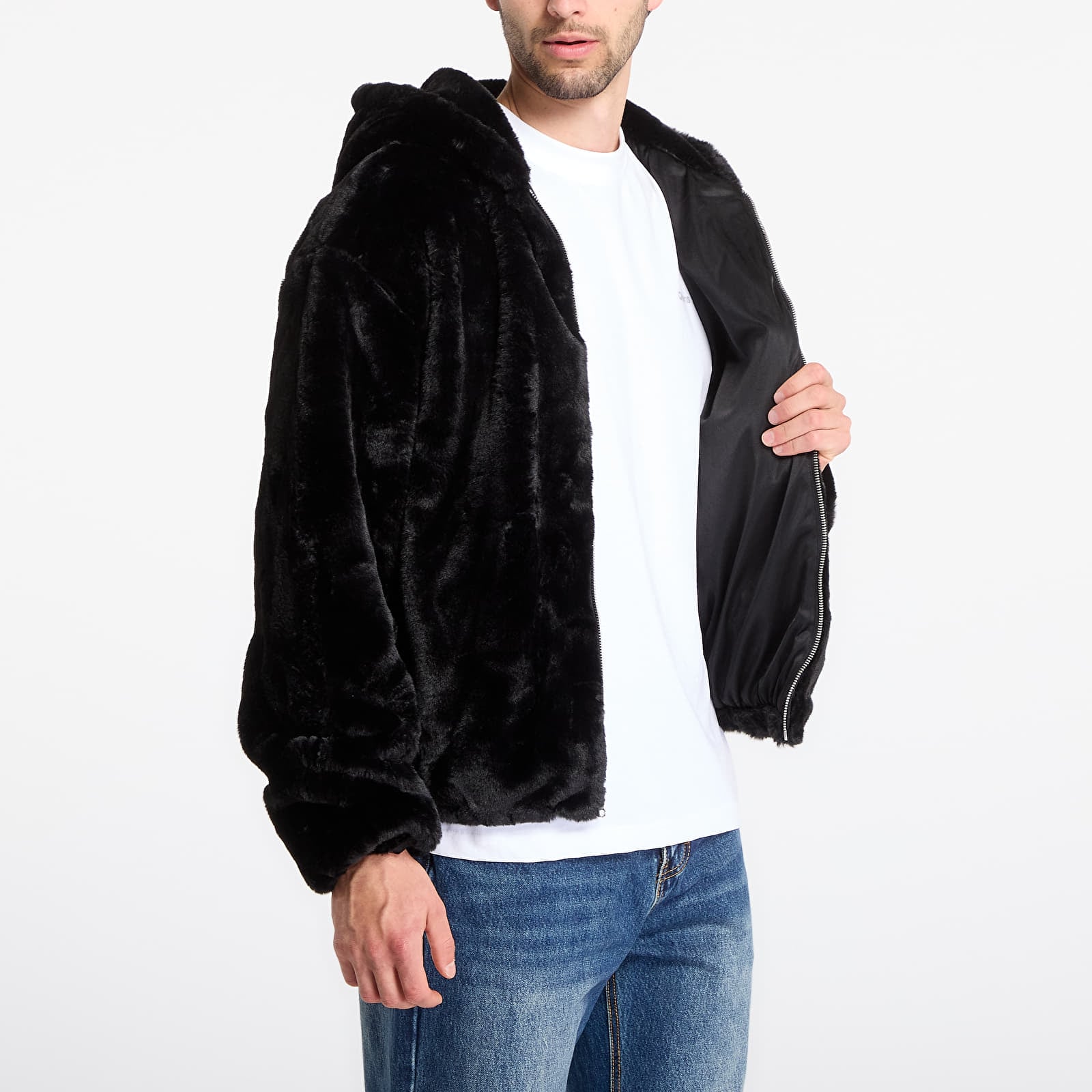 Sweatshirts Urban Classics Full Zip Faux Fur Hoodie Black