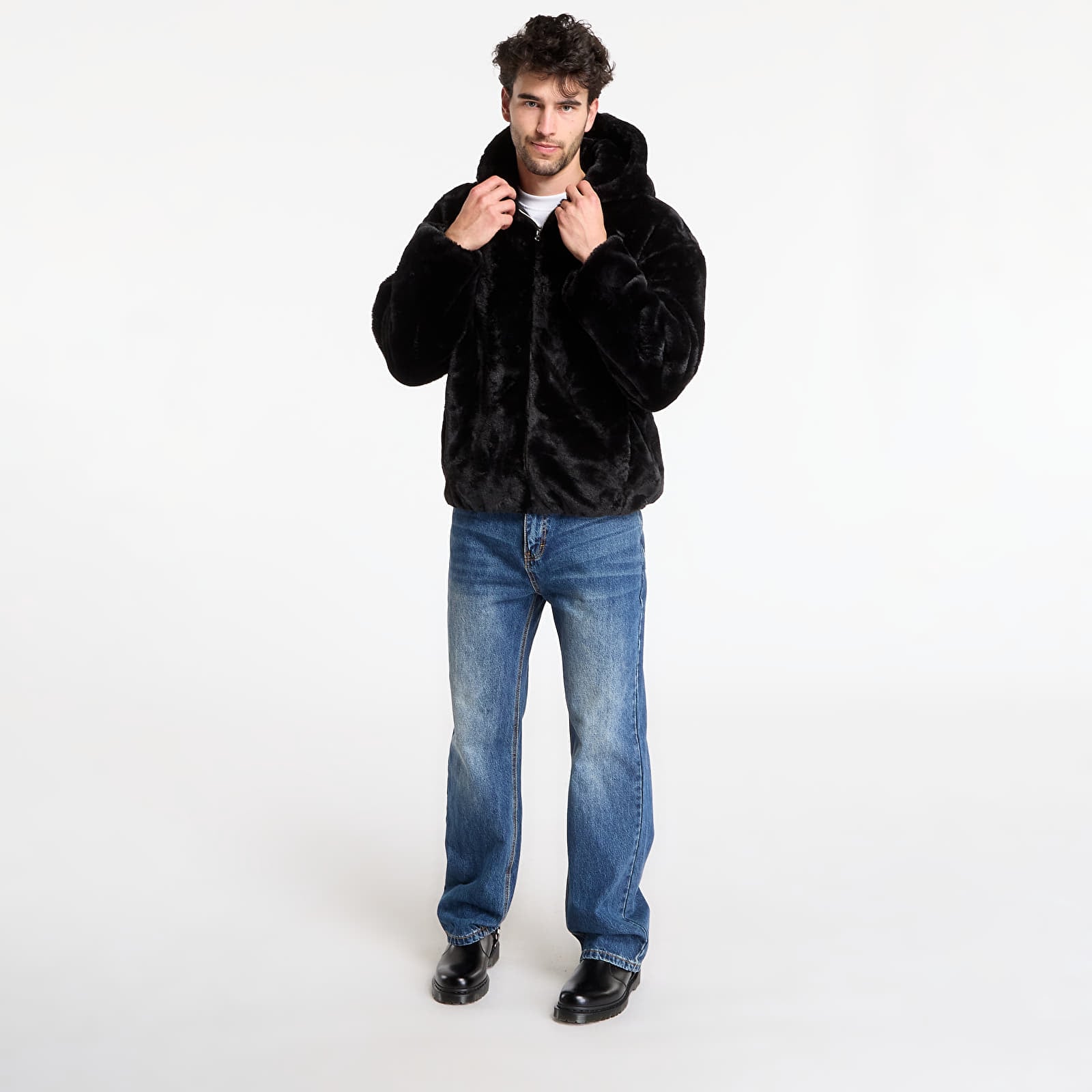 Sweatshirts Urban Classics Full Zip Faux Fur Hoodie Black