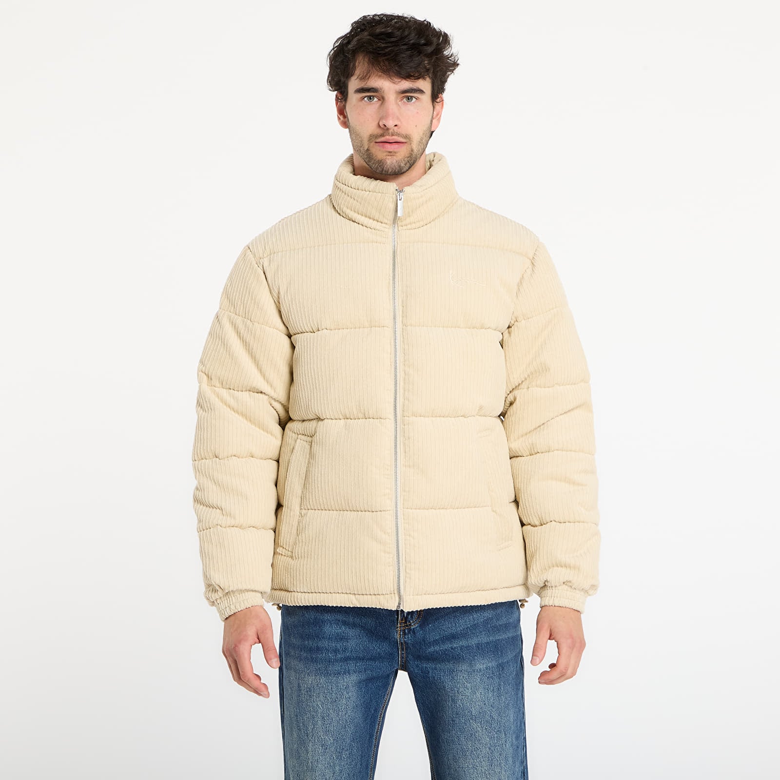 Kurtki Karl Kani Signature Corduroy Puffer Jacket Beige