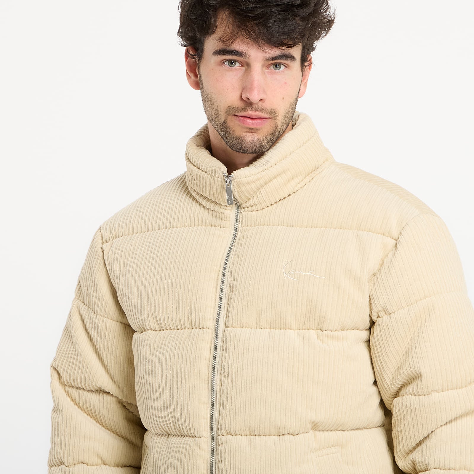 Kurtki Karl Kani Signature Corduroy Puffer Jacket Beige