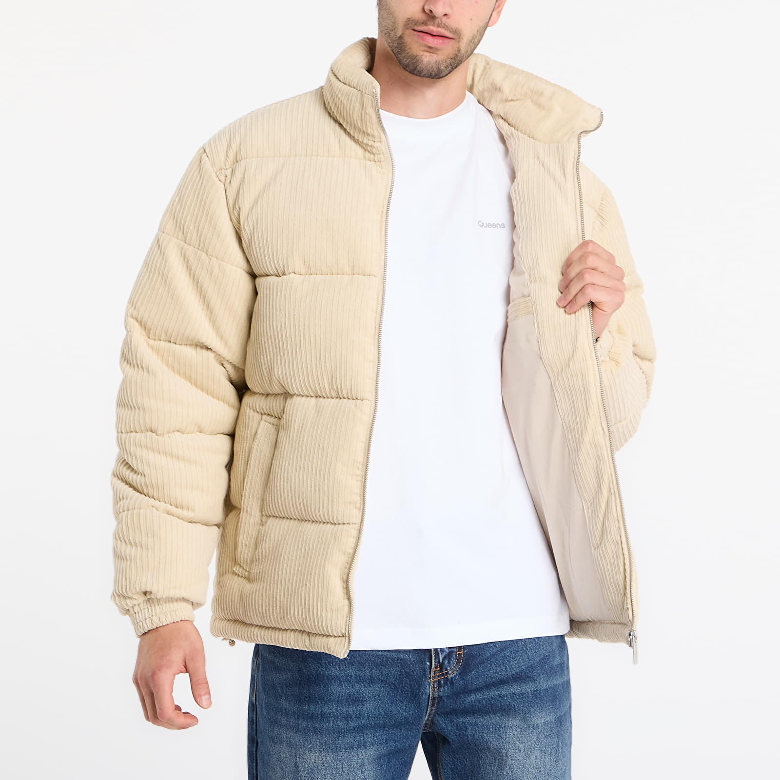 Kurtki Karl Kani Signature Corduroy Puffer Jacket Beige