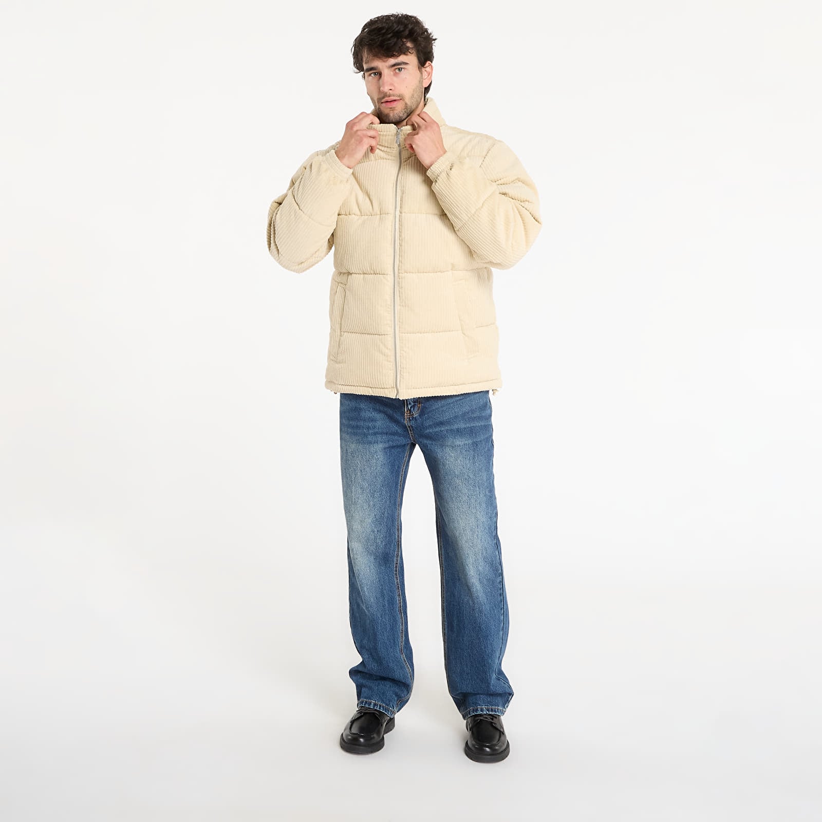 Kurtki Karl Kani Signature Corduroy Puffer Jacket Beige