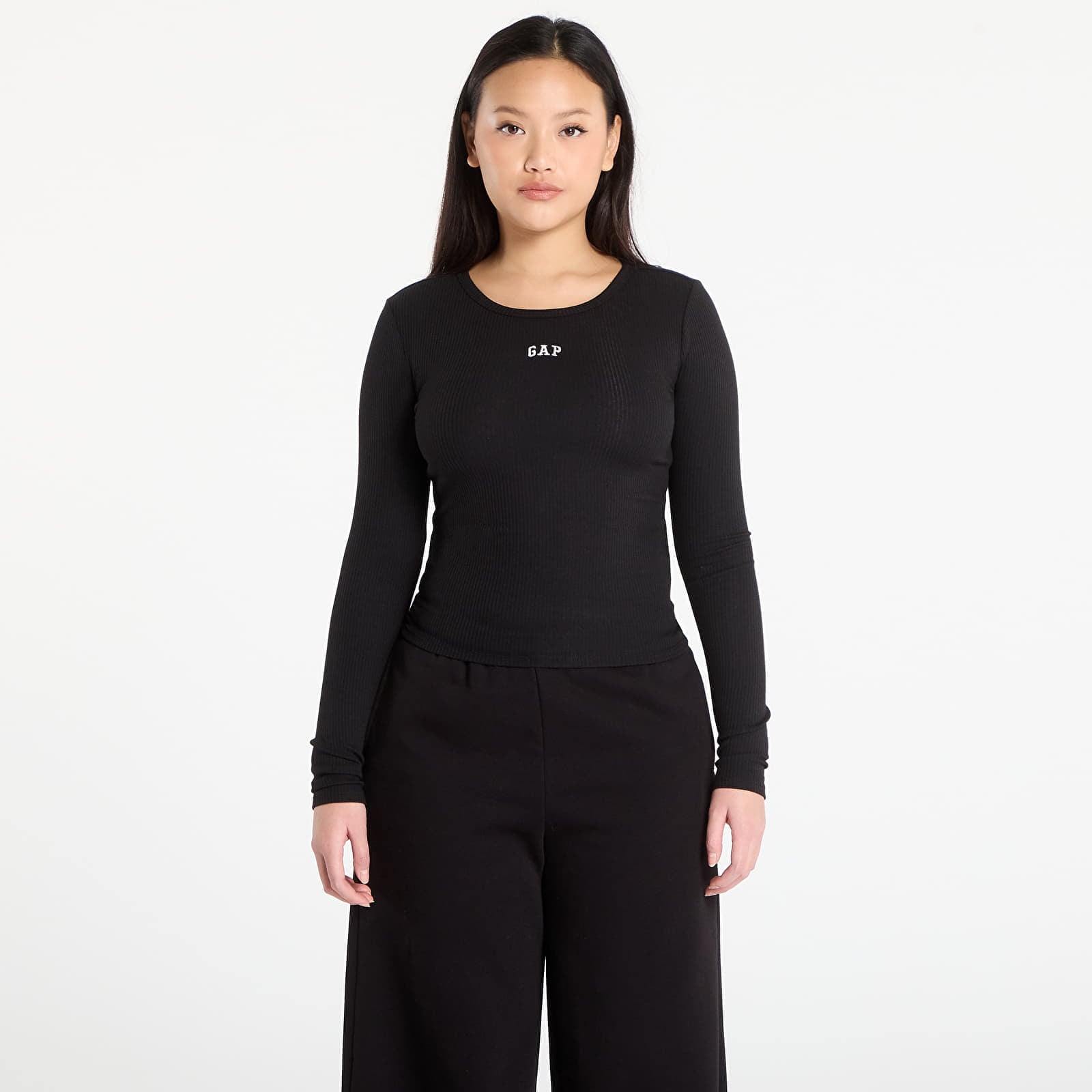 Тениска GAP Ribbed Logo T-Shirt Black L
