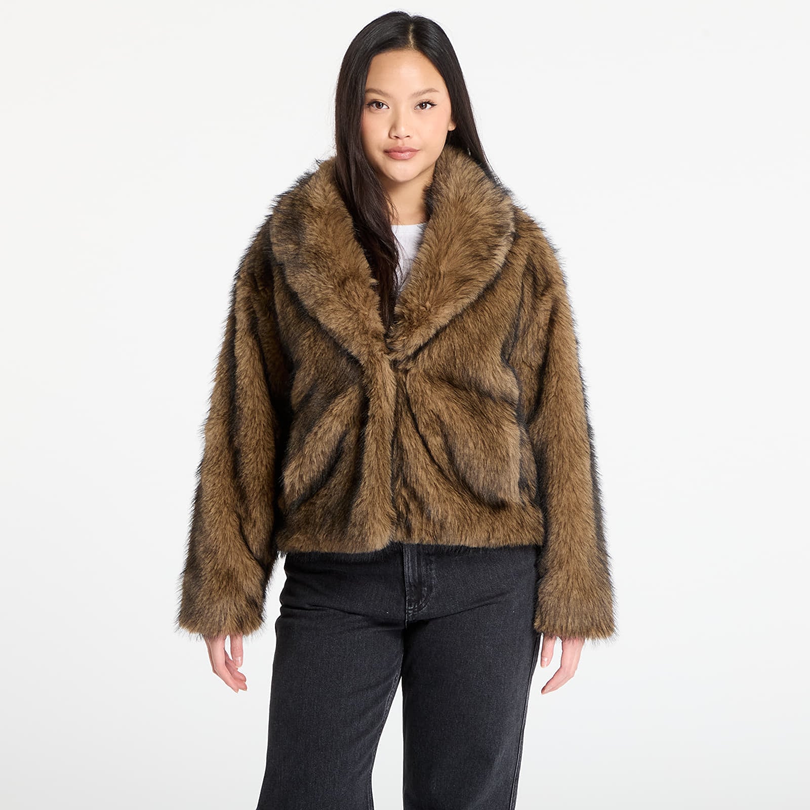 Яке Urban Classics Ladies Short Faux Fur Jacket Brown/ Black M